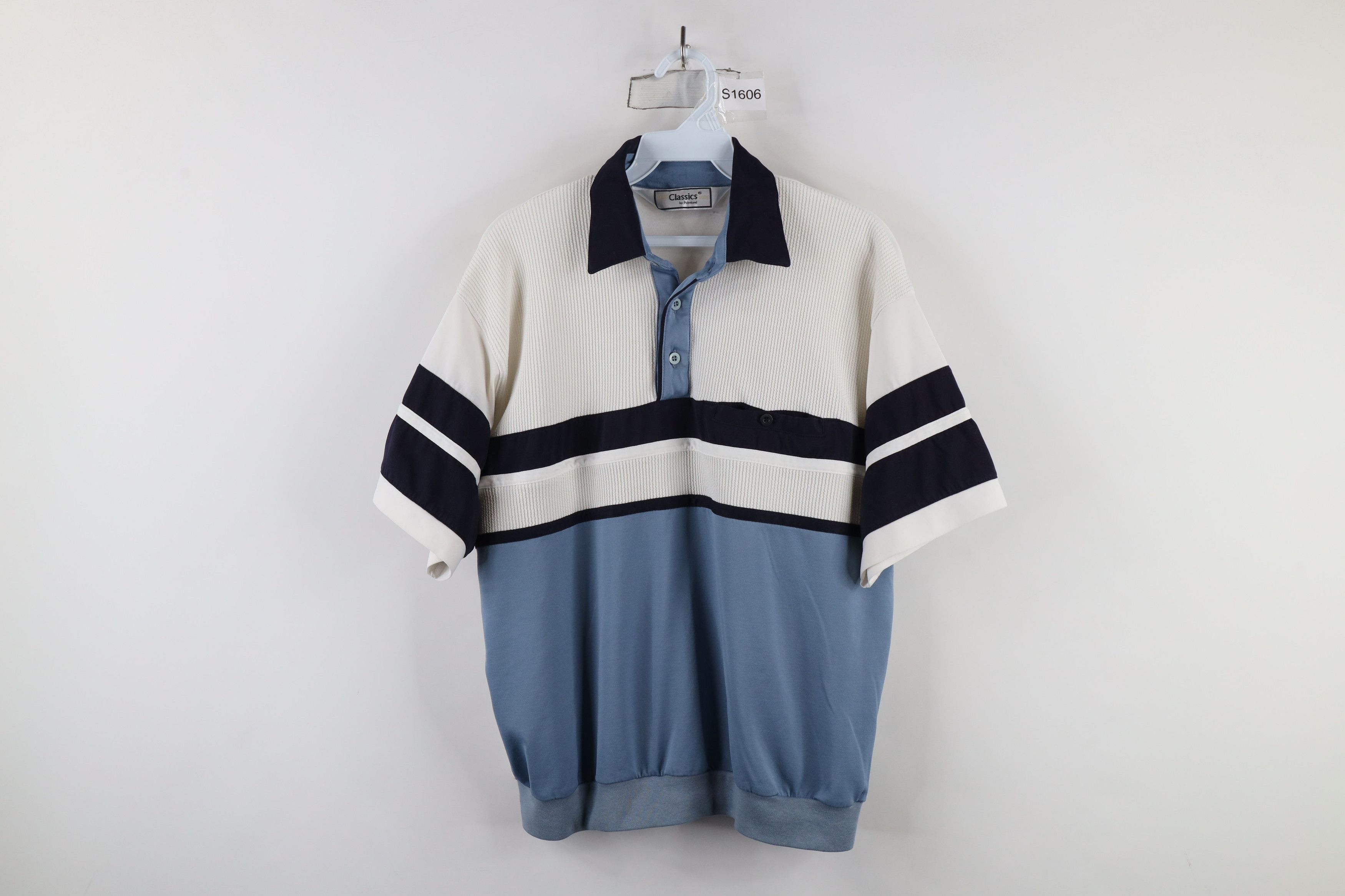 Vintage Vintage 90s Streetwear Block Ribbed Knit Pullover Polo Shirt Size US L / EU 52-54 / 3 - 1 Thumbnail