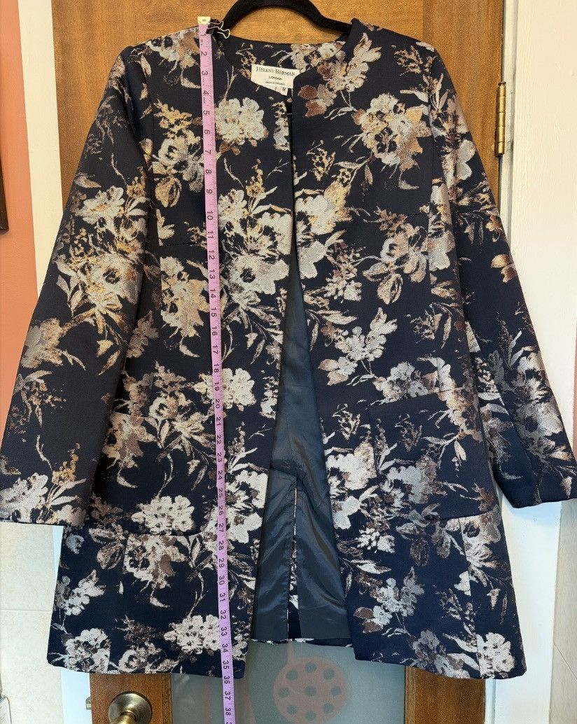 Other Helene Berman Navy Floral Gold Metallic Accent Open Jacket M Size M / US 6-8 / IT 42-44 - 9 Thumbnail