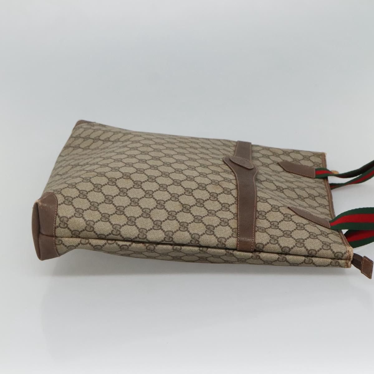 Gucci GUCCI GG Supreme Web Sherry Line Tote Bag Pvc Beige Green Size ONE SIZE - 5 Thumbnail