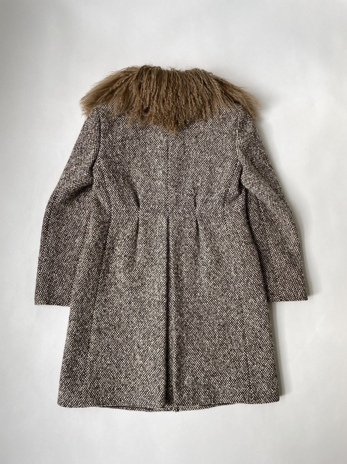 Miu Miu Early 2000s Shearling Collar Boucle Overcoat Size S / US 4 / IT 40 - 16 Thumbnail