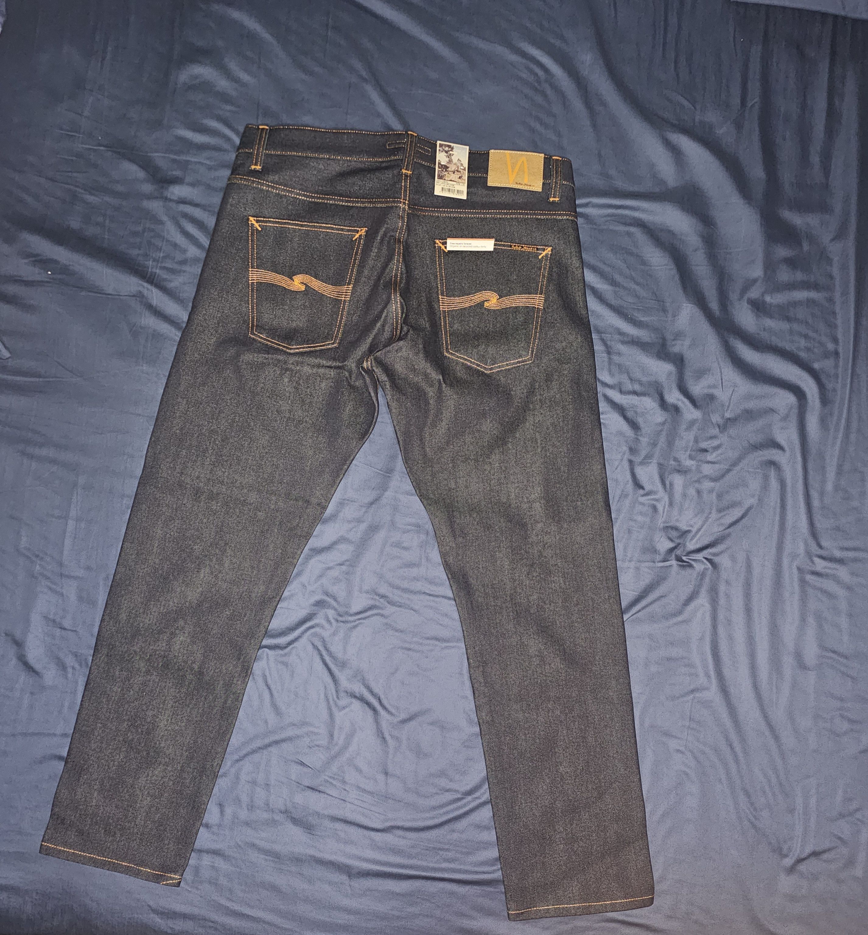 image of Nudie Jeans Lean Dean in Raw Denim Navy, Men's (Size 36)