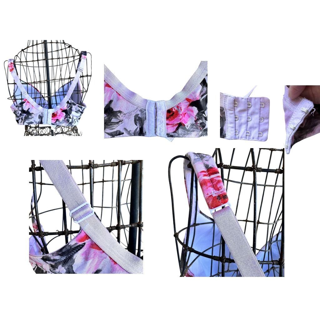 Other Cacique Bra 40D Floral Roses White Pink Black Lightly Lined Size S / US 4 / IT 40 - 4 Thumbnail