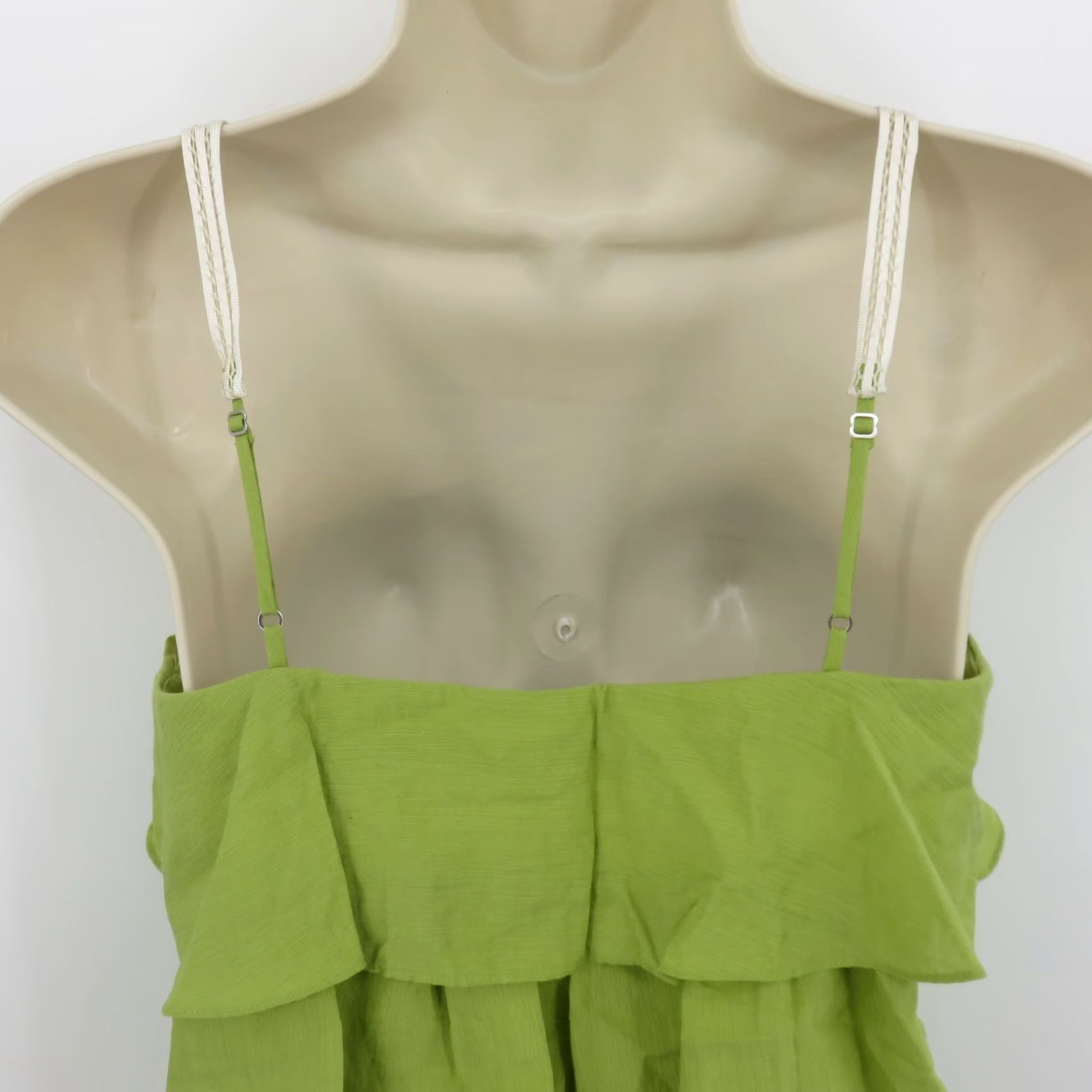 Bcbgmaxazria BCBGMAXAZRIA Women XXS Green Ruffle Tiered White Lace Tank Top Shirt Blouse NEW Size XXS / US 00 / IT 34 - 6 Thumbnail