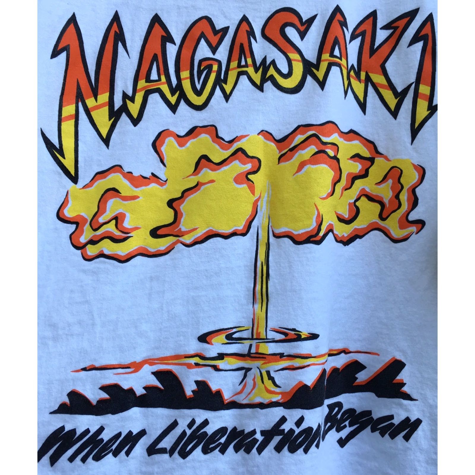 Fruit Of The Loom VINTAGE Nagasaki When Liberation Began T Shirt XXL White Graphic Tee 100% Cotton Fruit of the Loom Short Sleeve Mens Womens? Size US XXL / EU 58 / 5 - 4 Thumbnail
