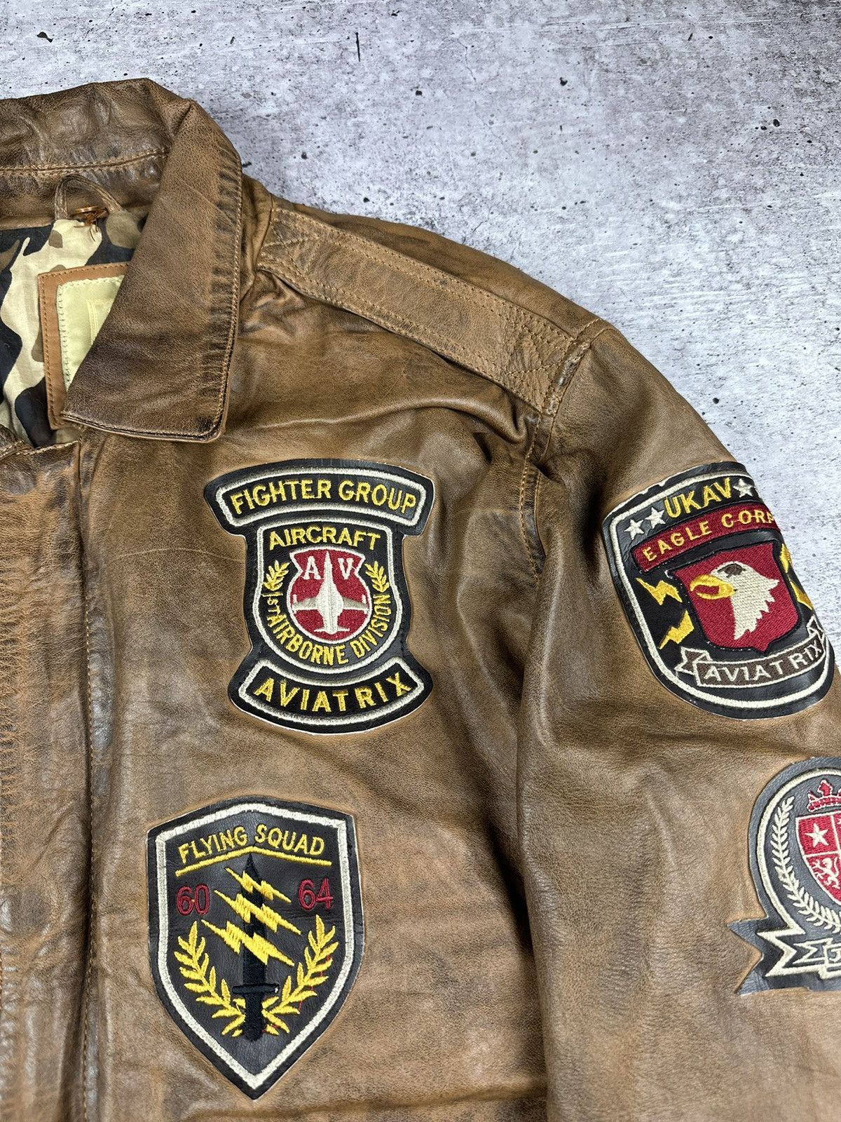 Vintage Vintage Aviatrix Fighter Group Leather Jacket Size US XL / EU 56 / 4 - 8 Thumbnail