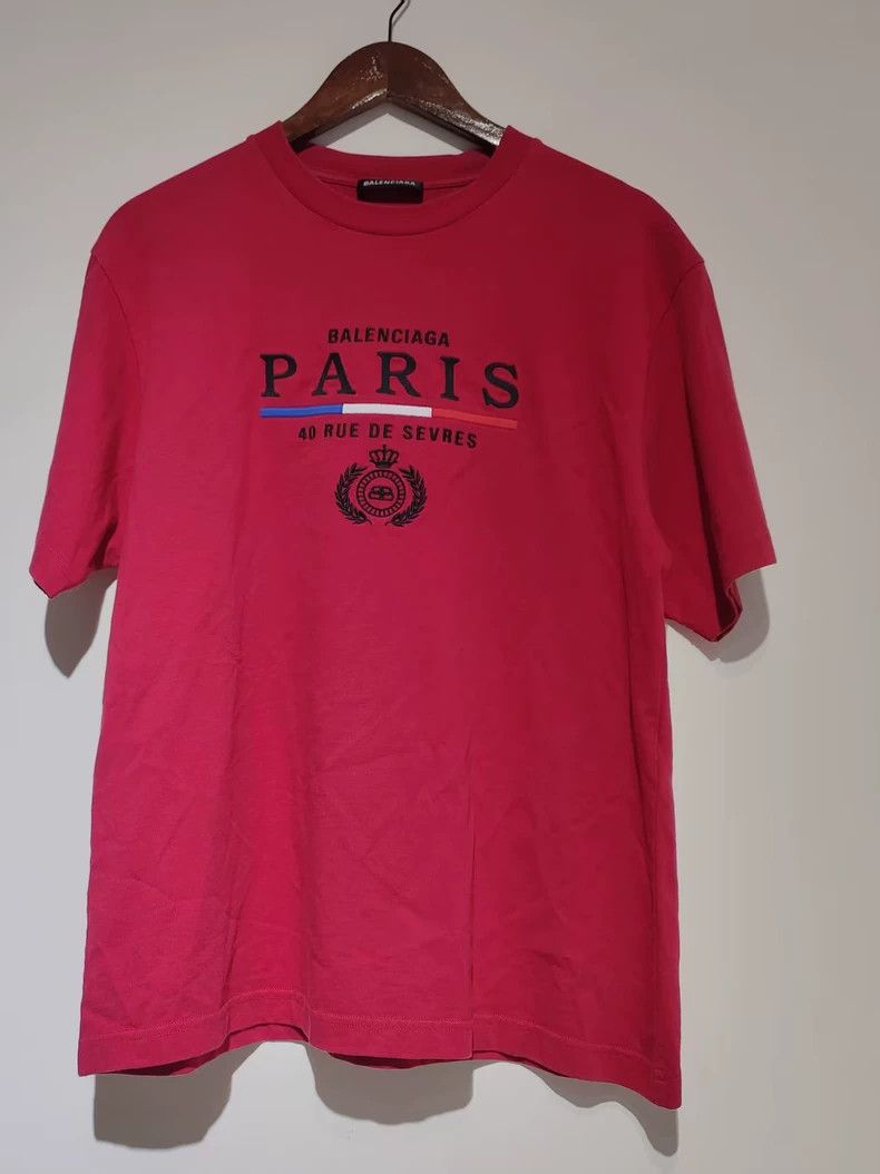 Balenciaga Balenciaga Red Crown Wheat Embroidery Logo Short Sleeve, S Size US XS / EU 42 / 0 - 1 Thumbnail