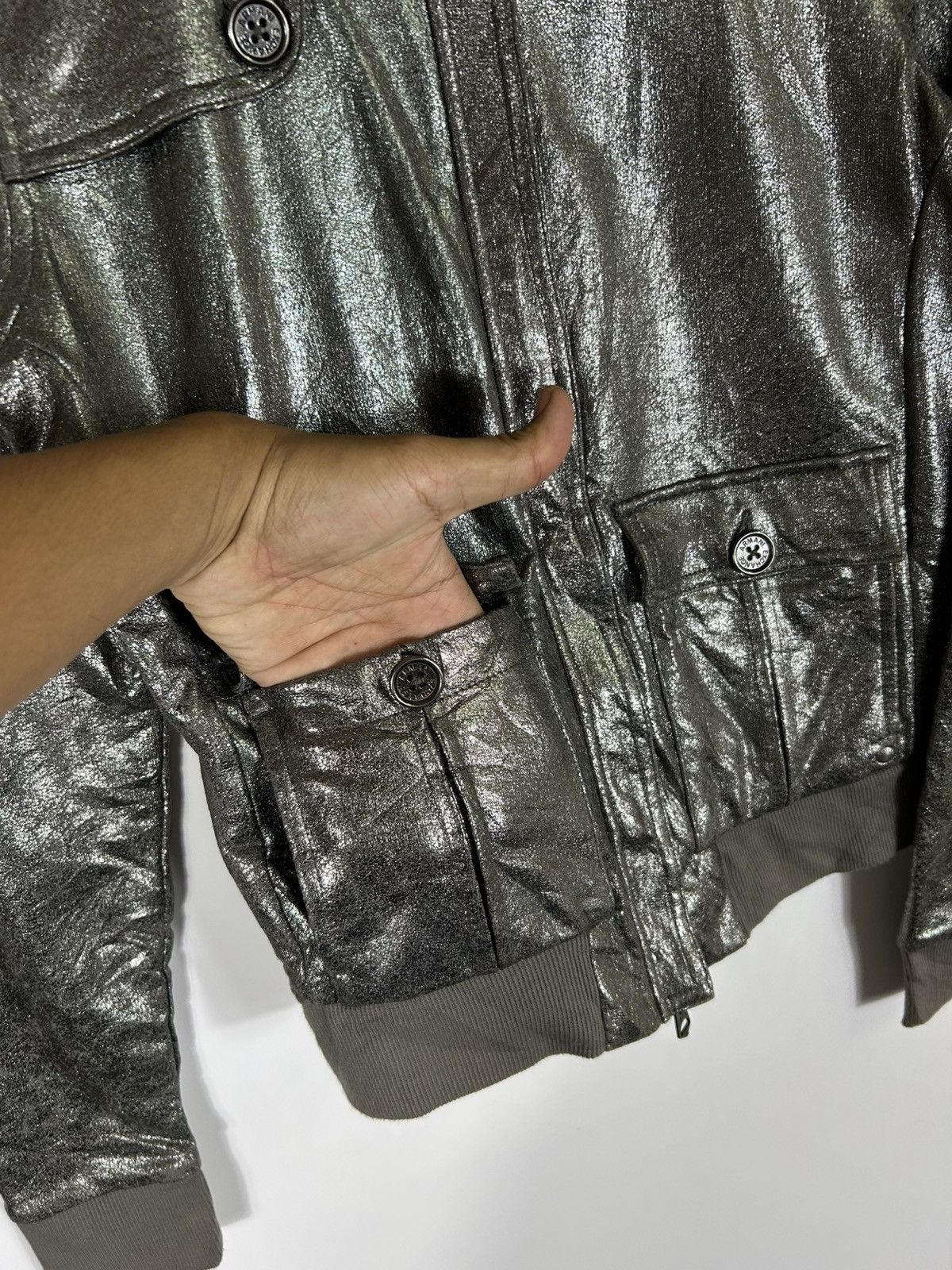 Armani × Armani Exchange 🔥Armani Exchange Shiny Black Zipper Jacket Size S / US 4 / IT 40 - 8 Thumbnail
