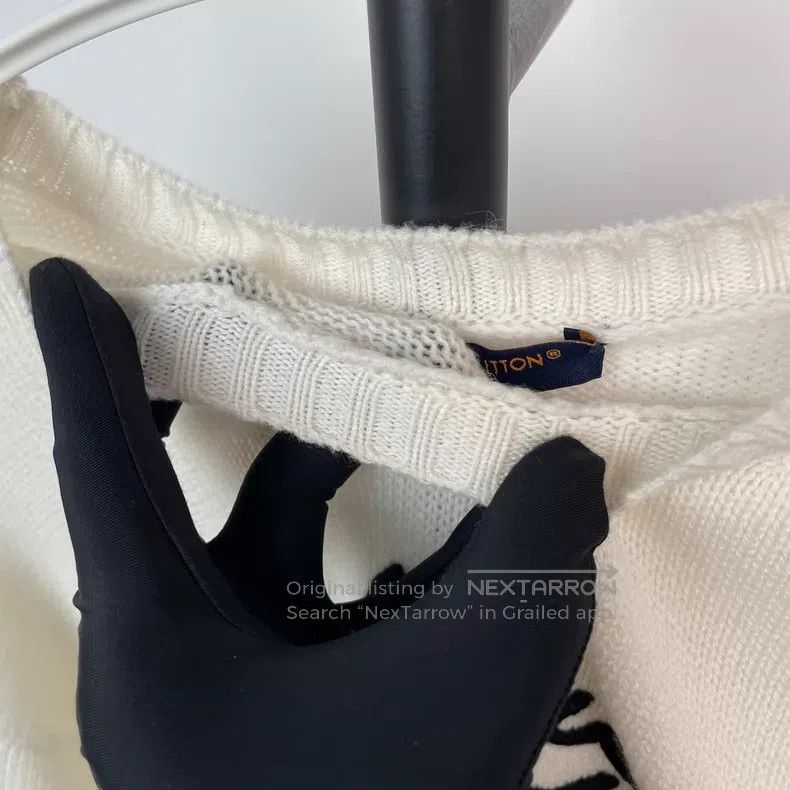 Louis Vuitton Louis Vuitton SS26 White Letter Pullover Long Sleeve Cashm Size US L / EU 52-54 / 3 - 4 Thumbnail