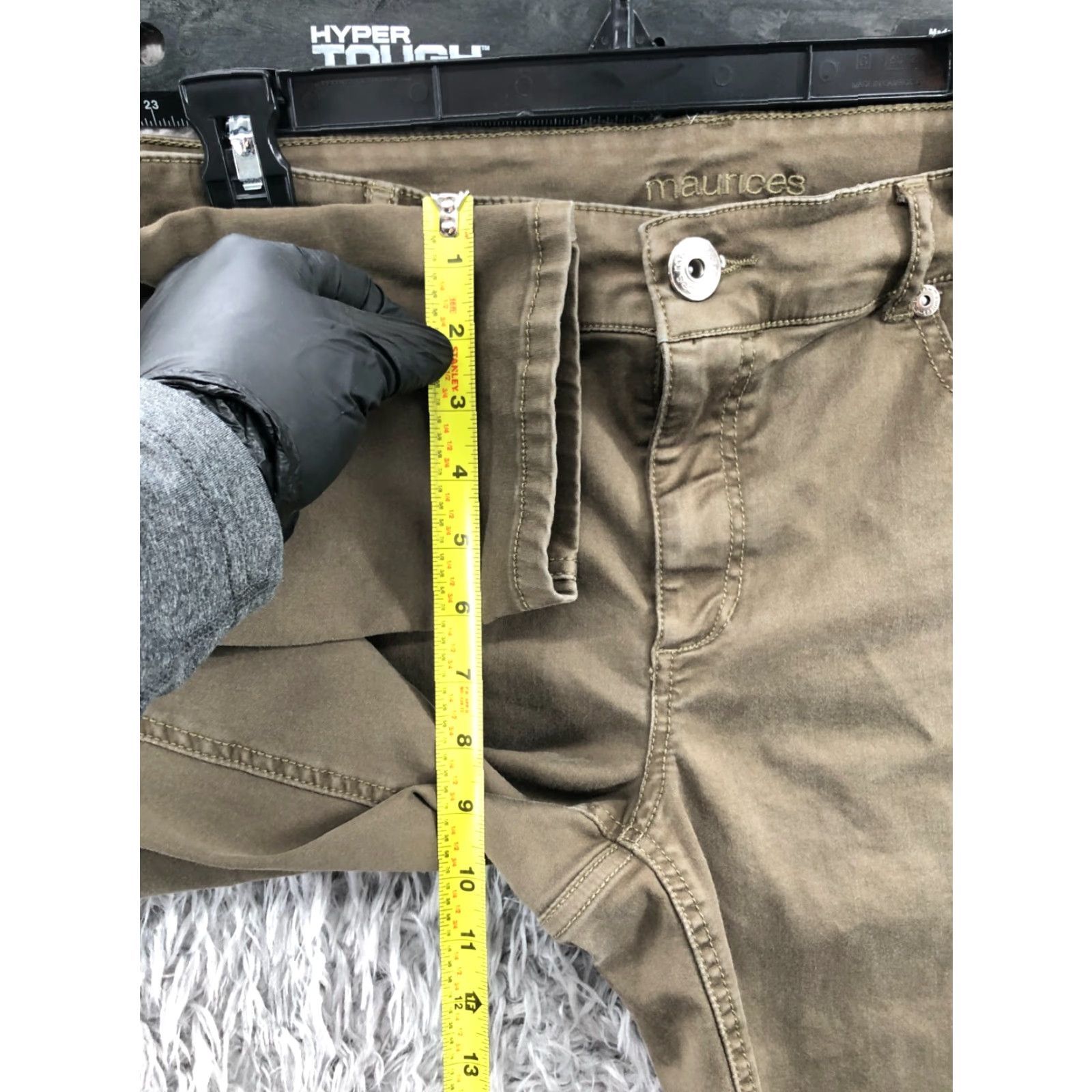 Vintage Maurices Skinny Pants Size 16 Short Womens Beige Green Knit Stretch Pockets Flat Front Regular Ankle Mid Rise Size 38" / US 16 / IT 52 - 4 Thumbnail