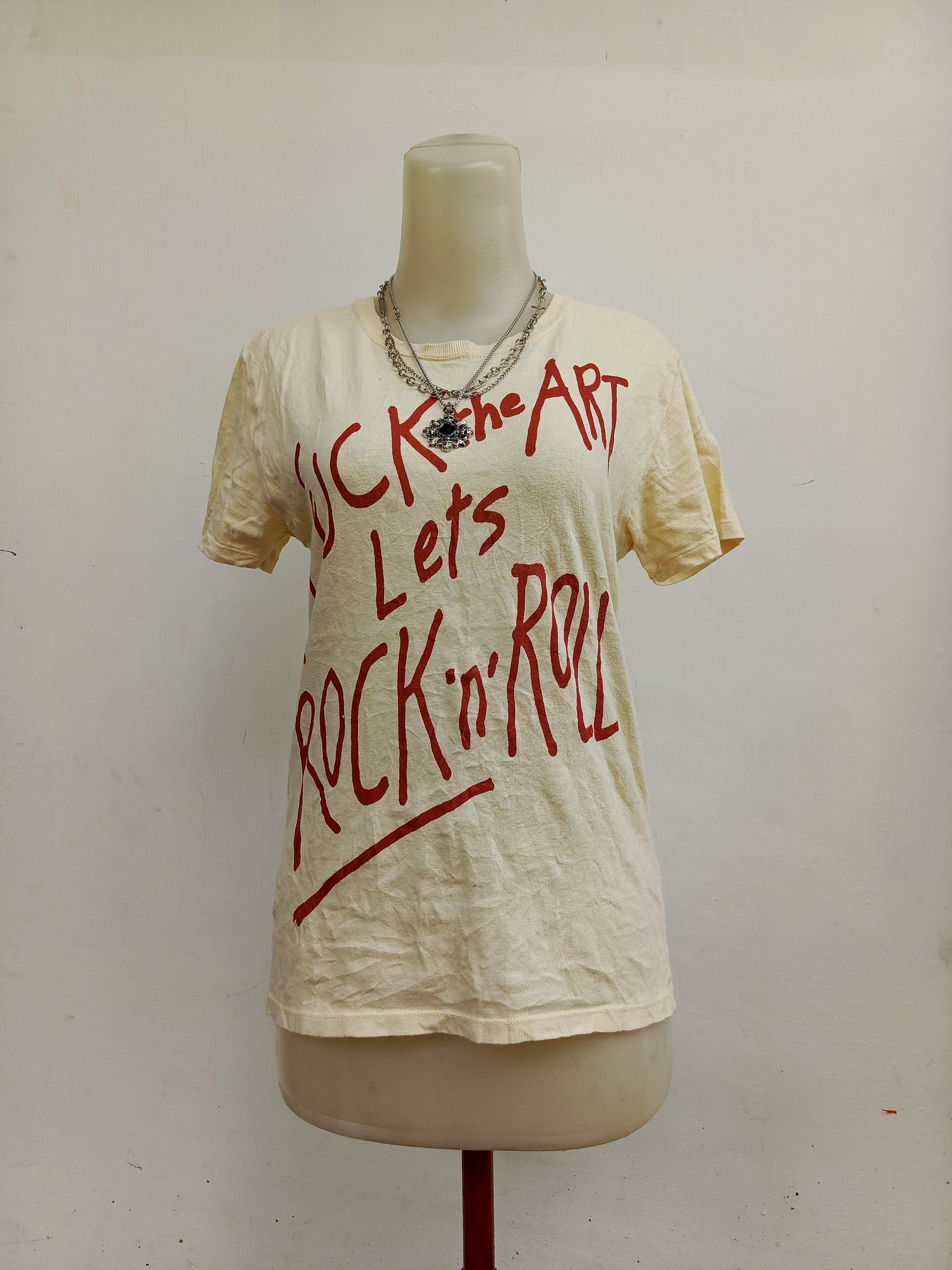 Japanese Brand Worn Free Fuck The Art Lets Rock N Roll Punk Rock Tee Size XS / US 0-2 / IT 36-38 - 1 Thumbnail