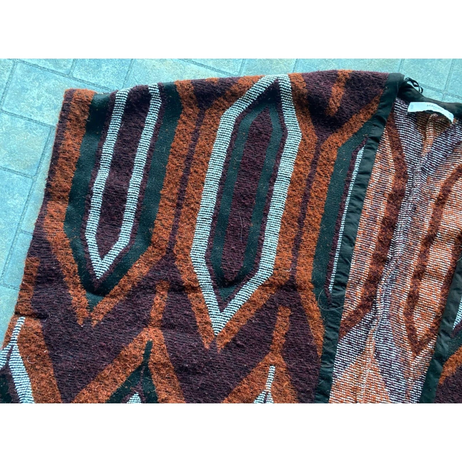Mango Mango Cape Geometric Open Front Alpaca Wool Blend One Size Poncho Kate Moss Women Multicolor Wool Blend Open Front Cape Size ONE SIZE - 4 Thumbnail
