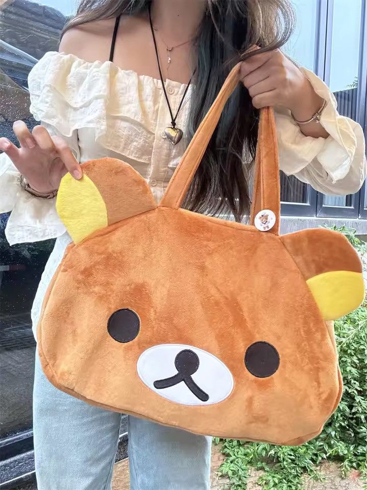 Japanese Brand Kawaii Rilakkuma Plush Tote Bag Shoulder Bag Size ONE SIZE - 1 Thumbnail