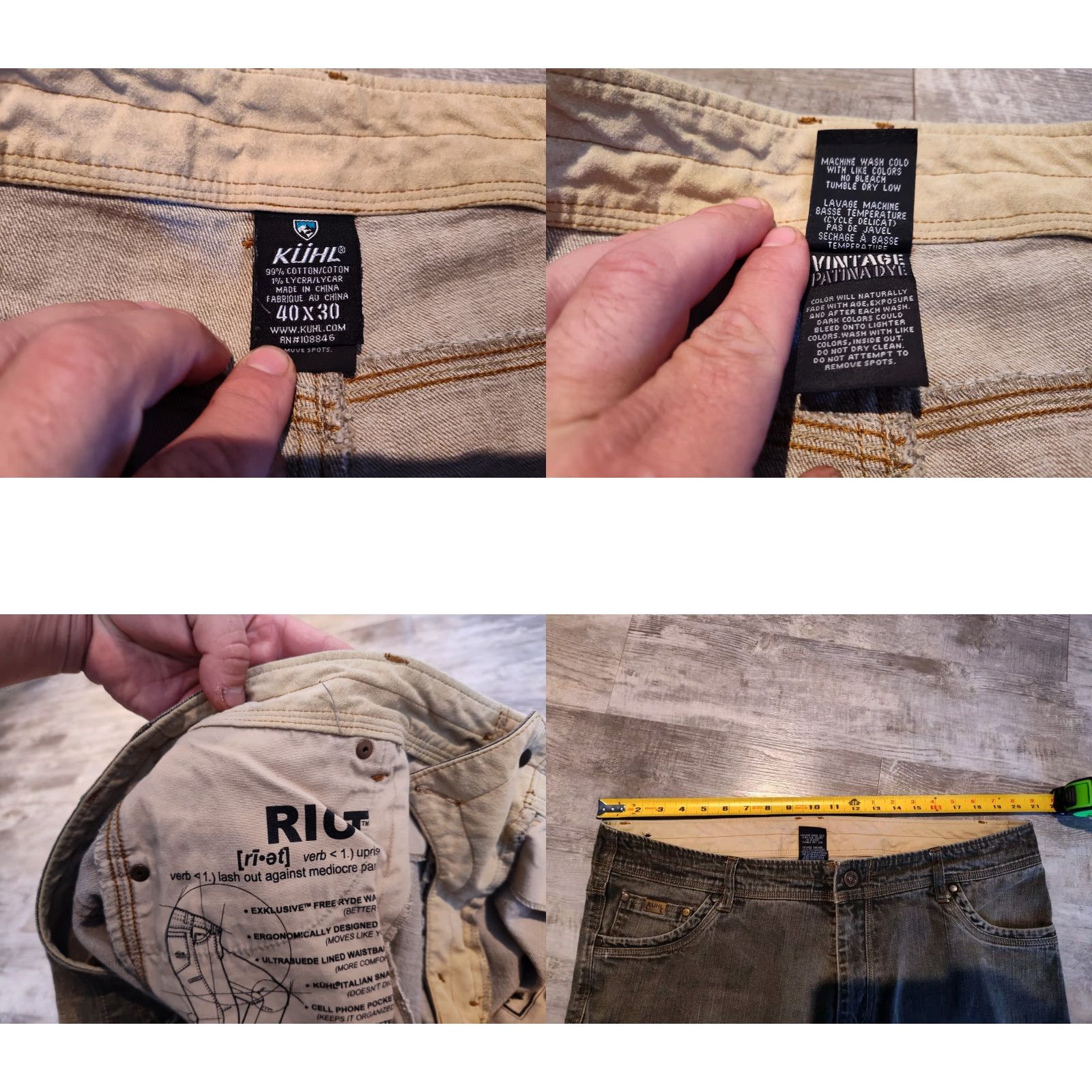 Vintage Kuhl Pants Mens 40x30 Workwear Cotton Canvas Brown Green Riot Patinadye Double Knee 40x30 Regular Mens Pants Size US 40 / EU 56 - 8 Thumbnail