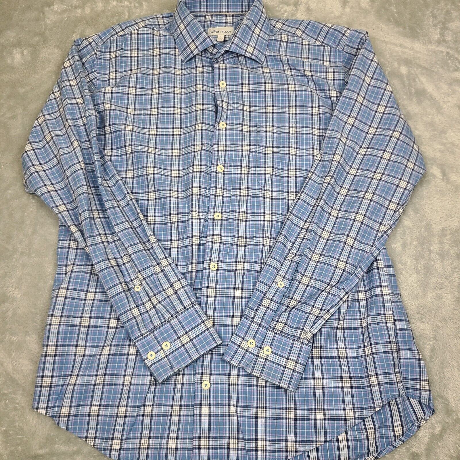 Peter Millar Peter Millar Featherweight Shirt Mens Large Relaxed Blue Pla Size US L / EU 52-54 / 3 - 1 Thumbnail