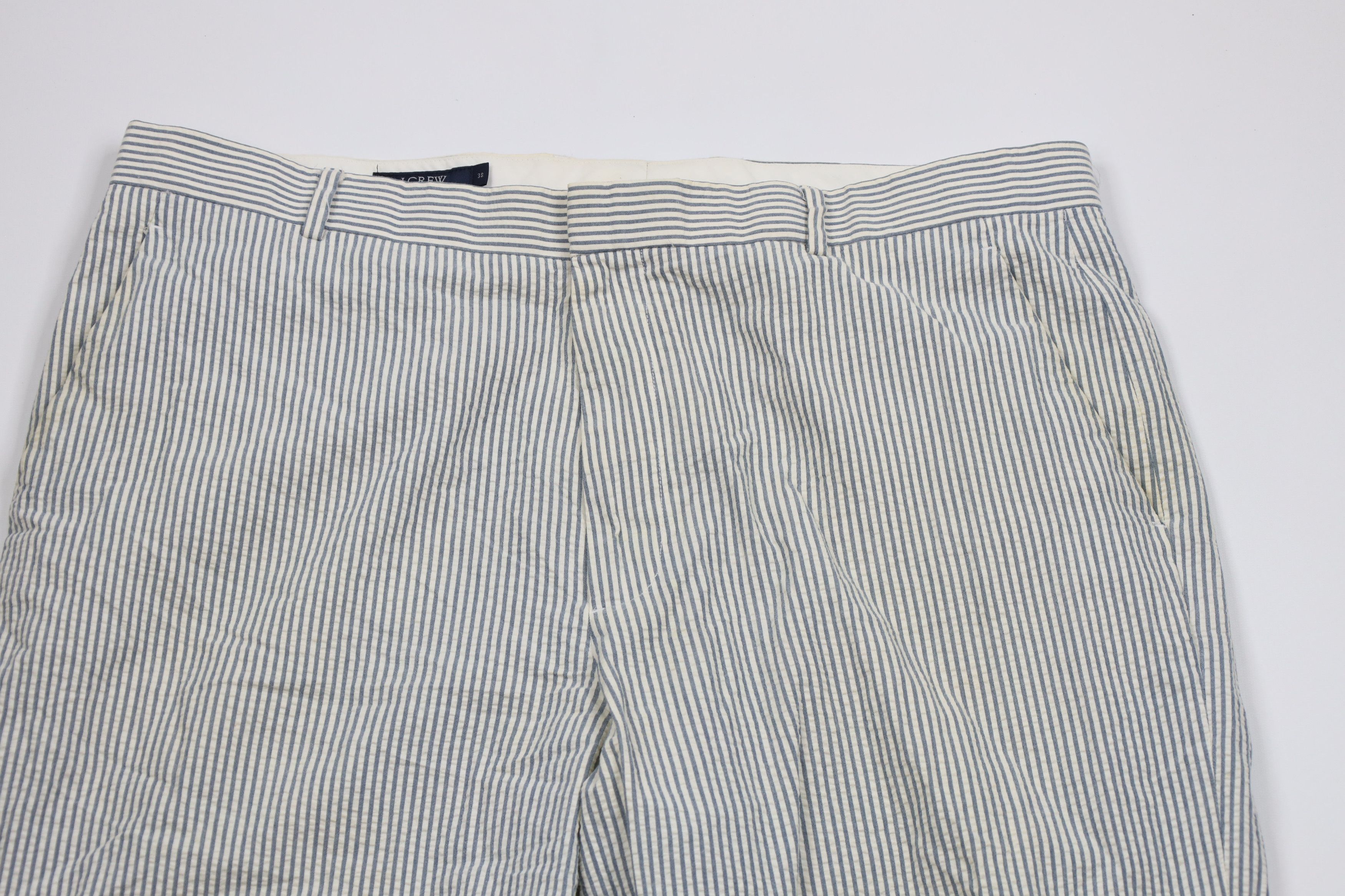 J.Crew × Vintage Vintage 90s J Crew Seersucker Wide Leg Chino Pants Size US 38 / EU 54 - 2 Thumbnail