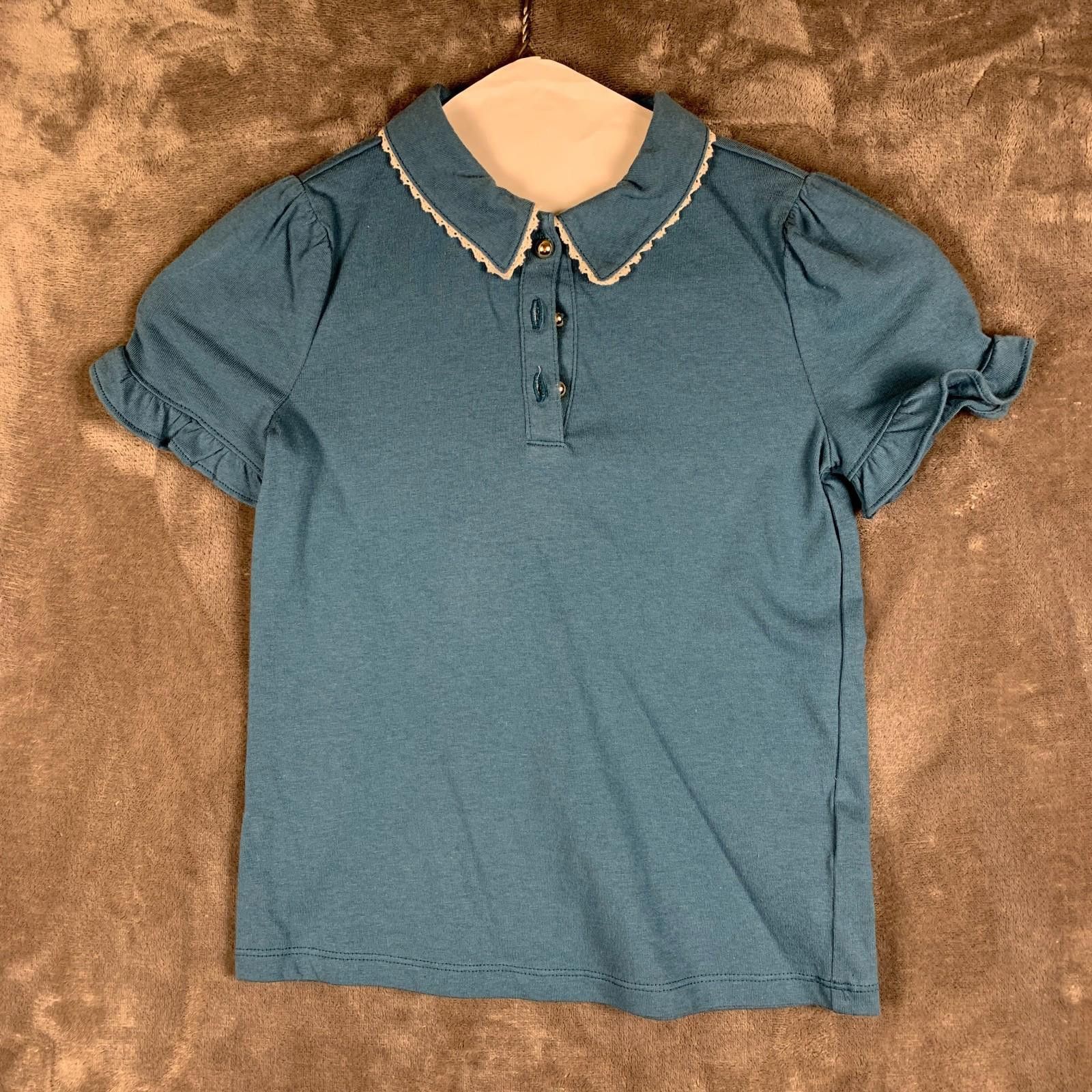 Designer Janie And Jack Collared Ruffle Sleeve Jersey Top 7 (356) Size ONE SIZE - 1 Thumbnail