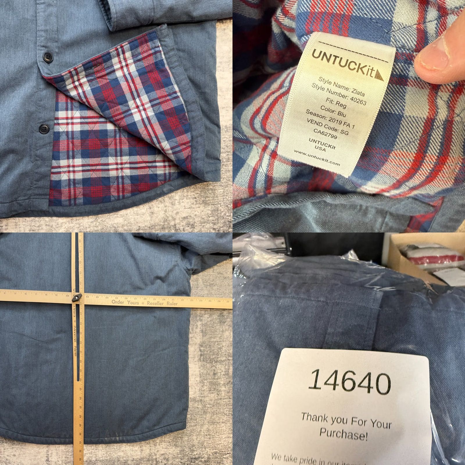 UNTUCKit UNTUCKit Shirt Jacket Men L Blue Quilted Lined Shacket Pockets Button-Up Casual Workwear Coupon Ziata Size US L / EU 52-54 / 3 - 8 Thumbnail