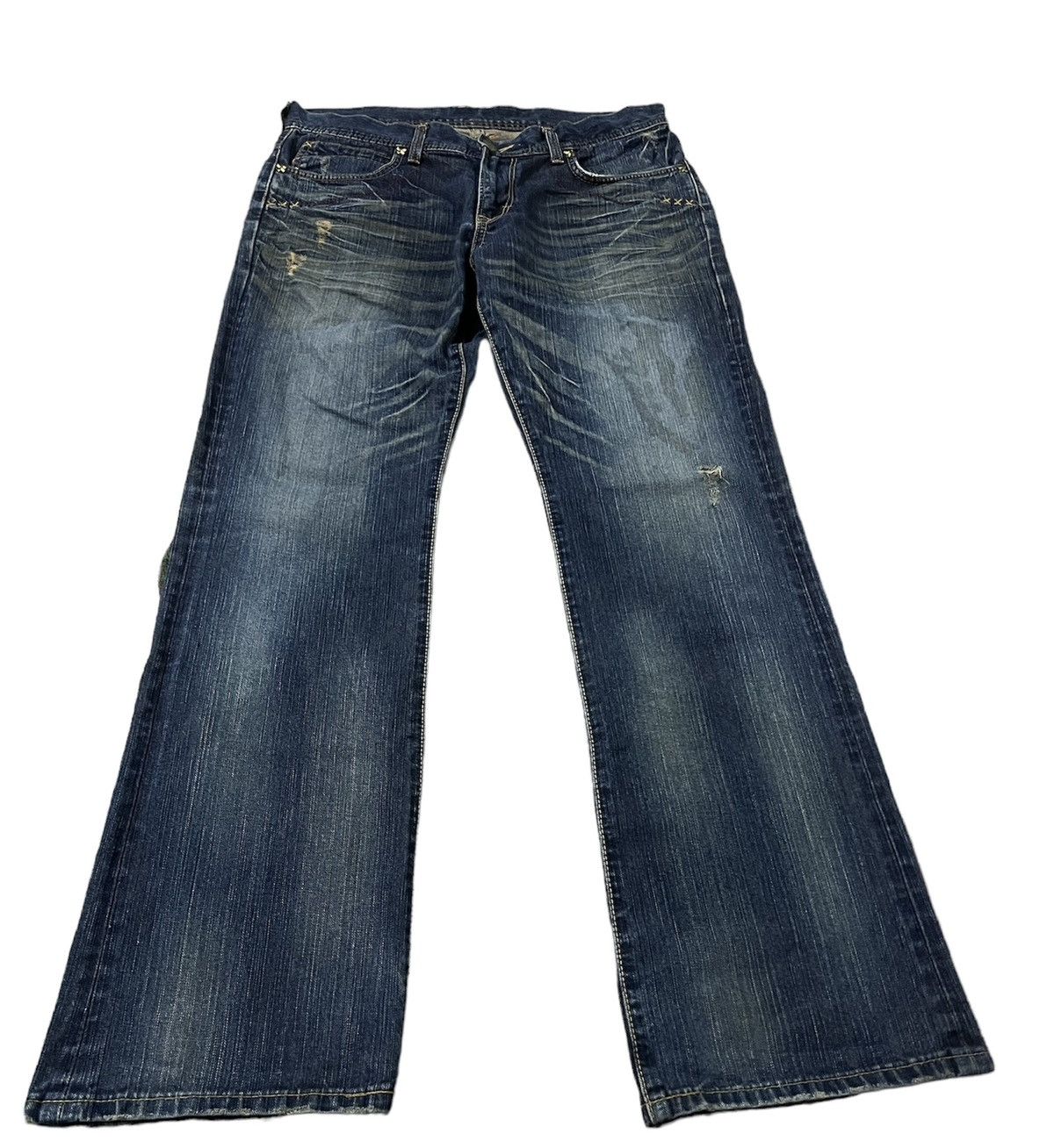 Japanese Brand × Lee × Vintage VINTAGE LEE RIDER DISTRESSED FLARE JEANS JAPAN Size US 33 - 1 Thumbnail