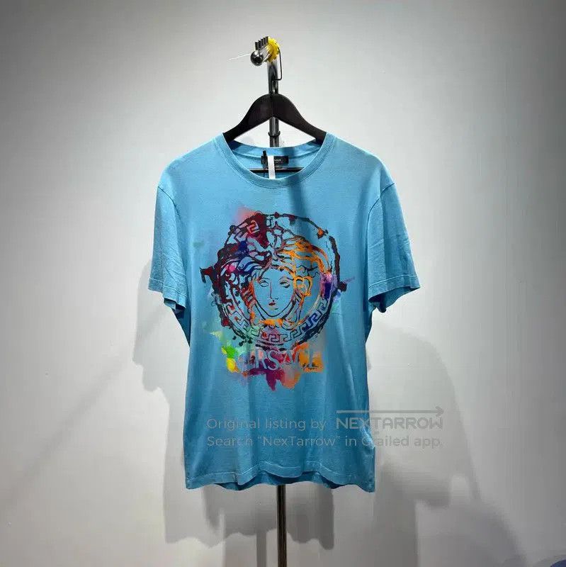Versace Men's Blue Graphic T-Shirt .