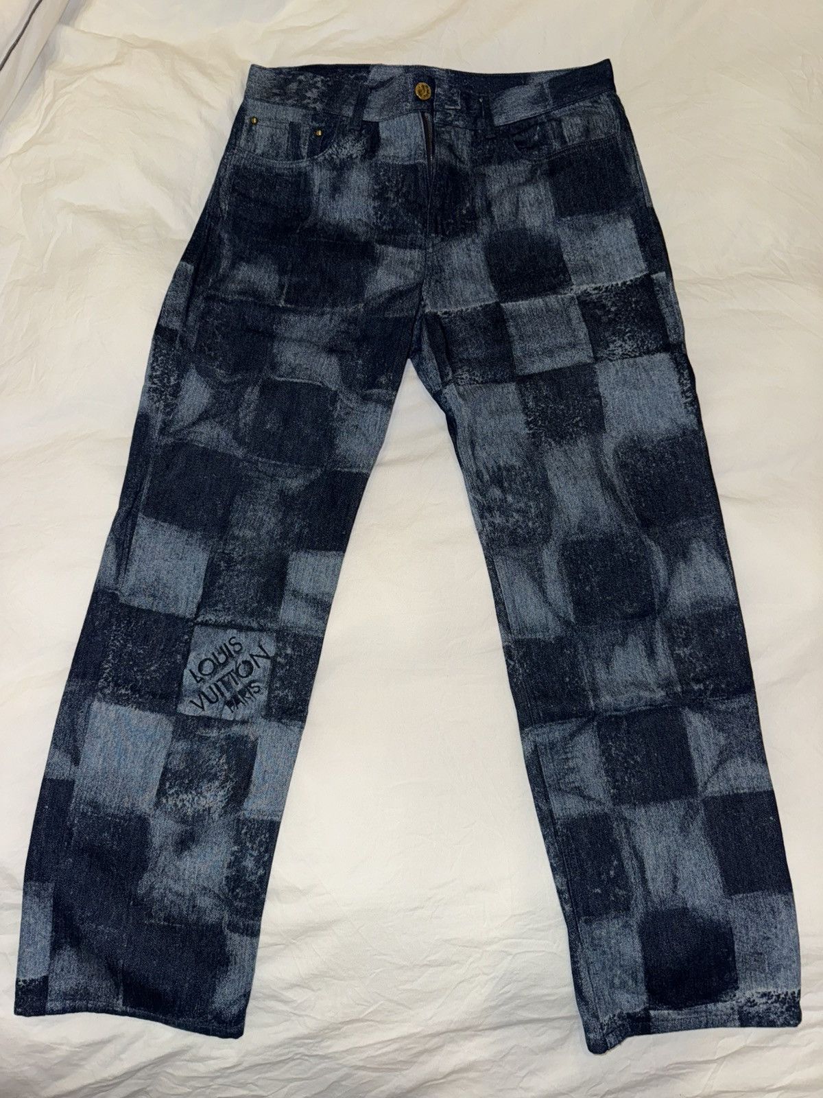 Louis Vuitton Louis Vuitton Damier Denim Print Jeans Size US 31 - 4 Thumbnail