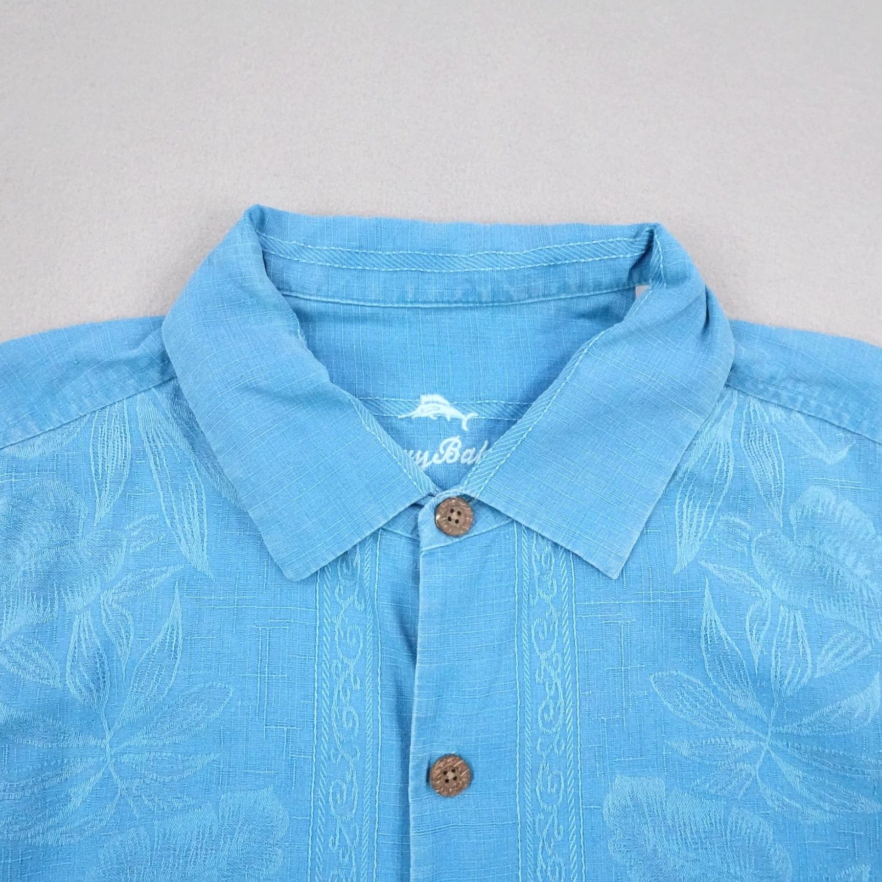 Tommy Bahama Tommy Bahama Shirt Mens L Blue Floral Embroidered Hawaiian Silk Camp Aloha Shirt Size US L / EU 52-54 / 3 - 2 Thumbnail