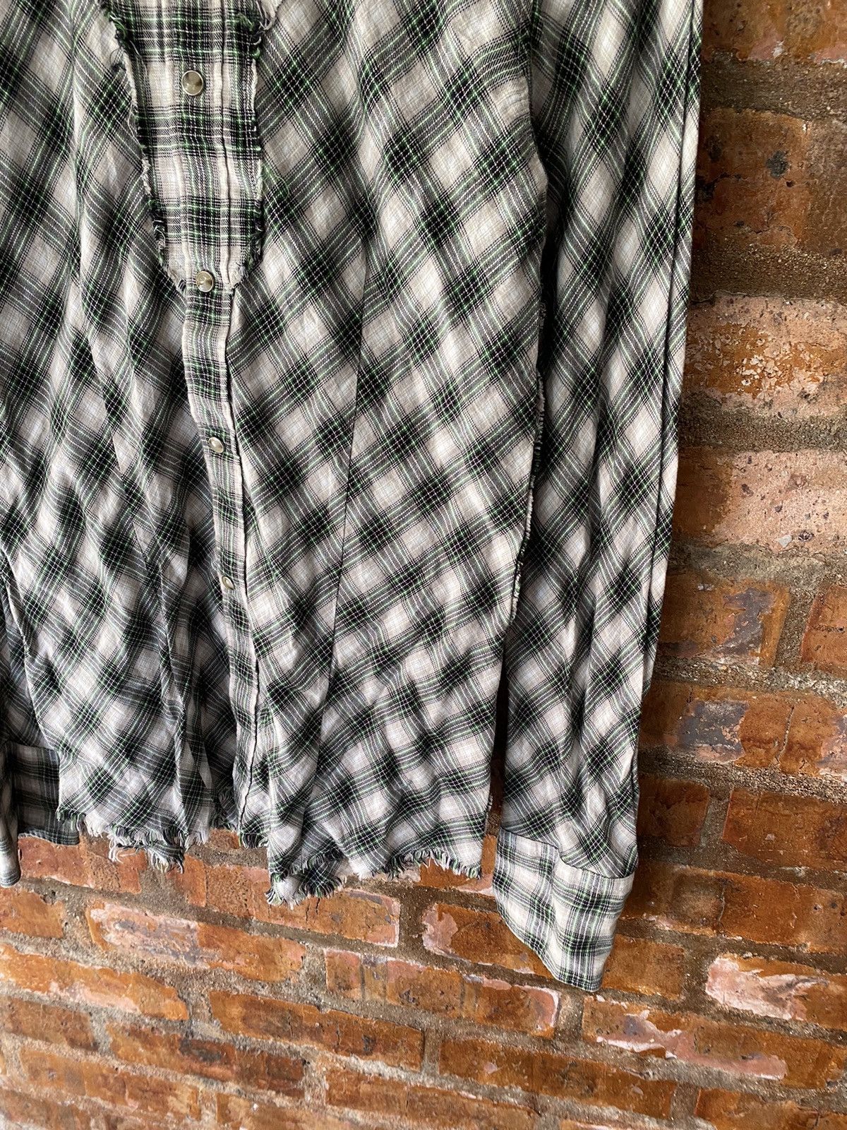 5351 POUR LES HOMMES 2000s Morgan Home Unfinished fringe shadow shirt Size US M / EU 48-50 / 2 - 7 Thumbnail