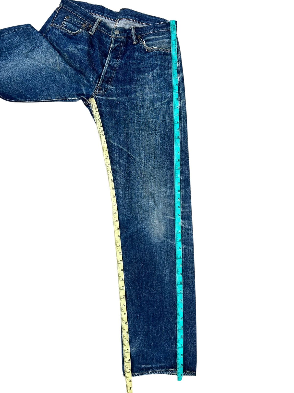 Denime Vintage GLEEM Clothing Japan Dirty Mud Denim Selvedge Jeans Size US 33 - 4 Thumbnail