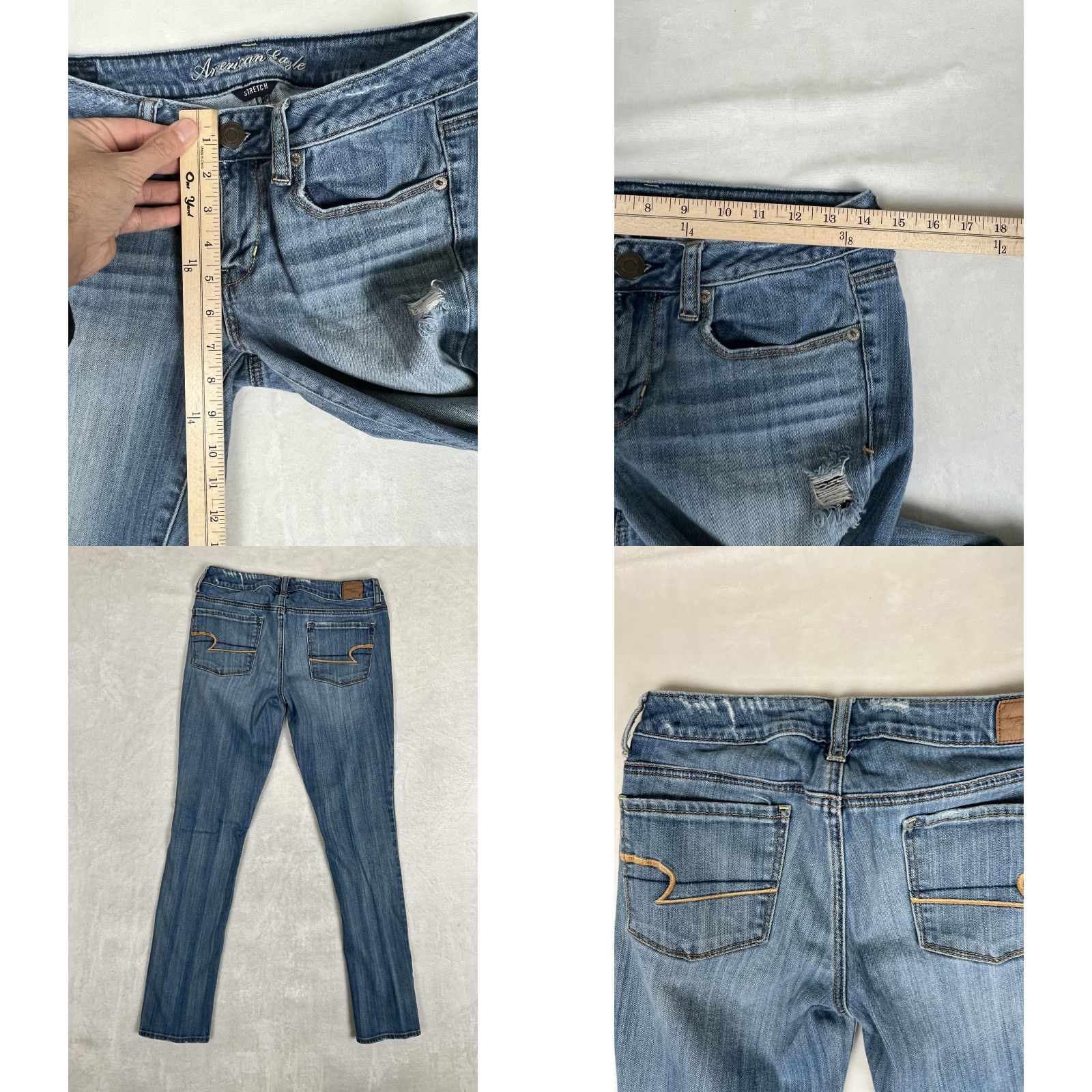 American Eagle Outfitters American Eagle Jeans Women's 6 Medium Wash Low Rise Skinny Distressed Stretch Size 28" / US 6 / IT 42 - 8 Thumbnail
