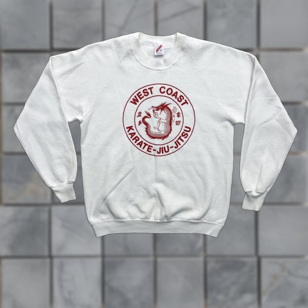 Jerzees VINTAGE Jerzees West Coast Karate Jiu-Jitsu Sweatshirt Mens Large White 80s Size US L / EU 52-54 / 3 - 1 Thumbnail