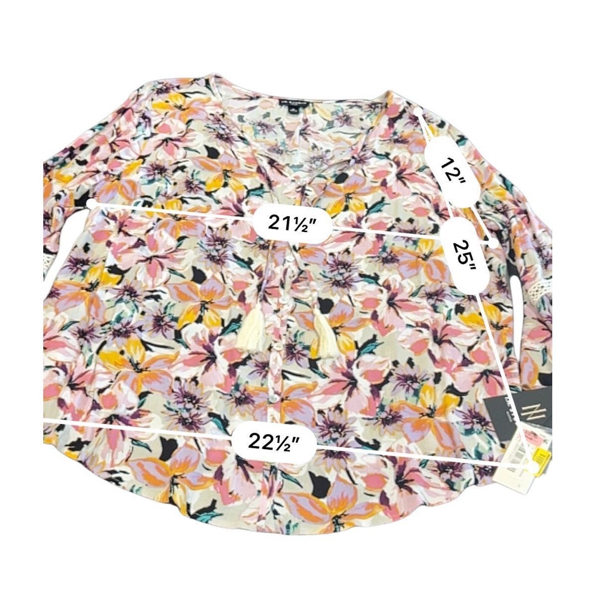 Other IN Studio boho crinkle rayon floral with Lace trim BOHO size Size XL / US 12-14 / IT 48-50 - 3 Thumbnail