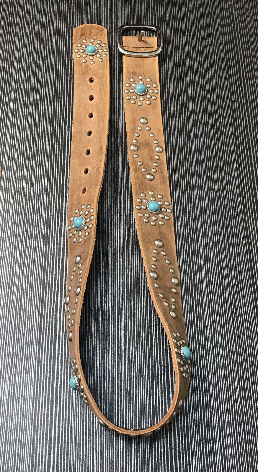 Japanese Brand × Vintage Turquoise Stone Leather Belt Size ONE SIZE - 3 Thumbnail