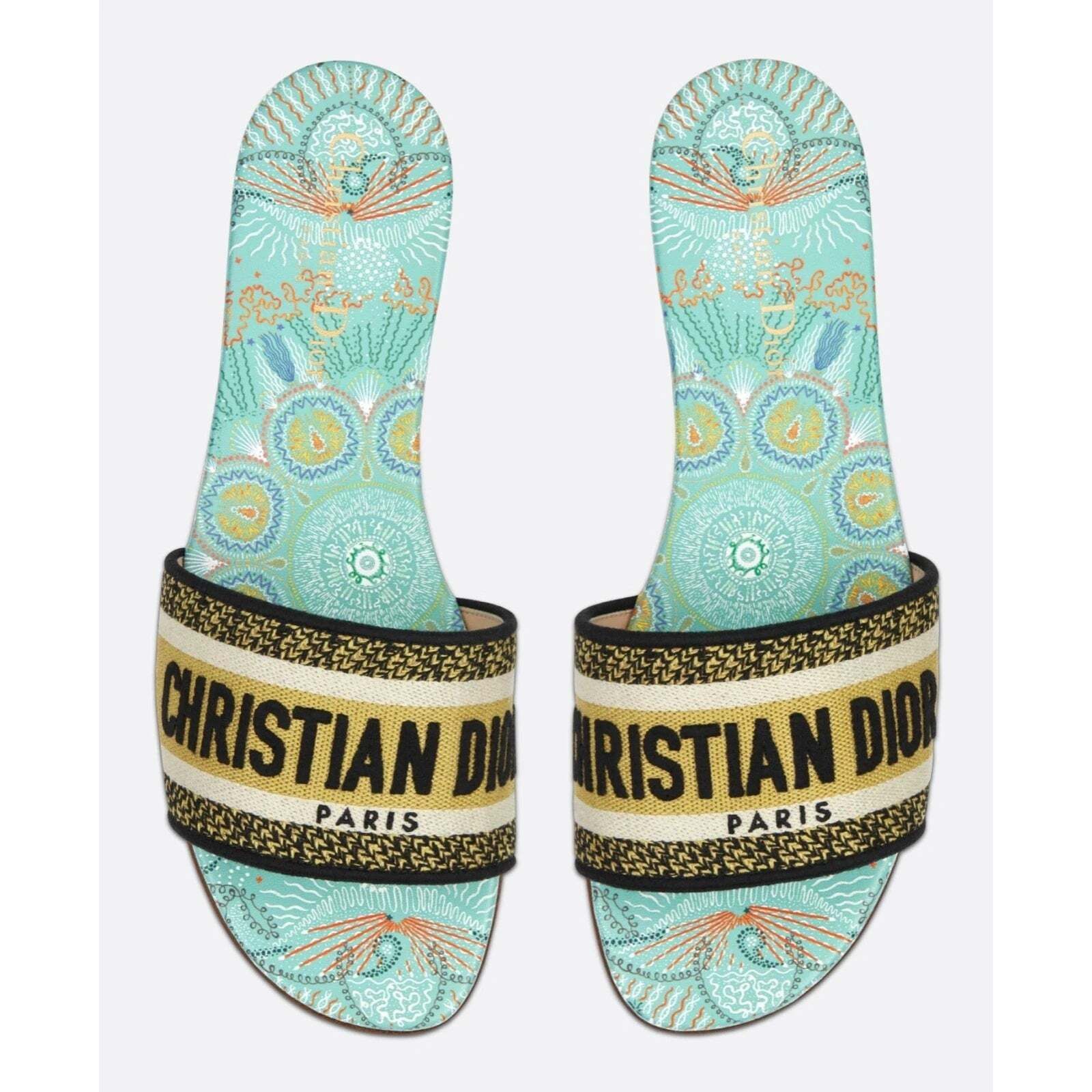 Dior In Lights Dway Embroidered Logo Slide Flat Sandal 35 Size US 5 / IT 35 - 3 Thumbnail