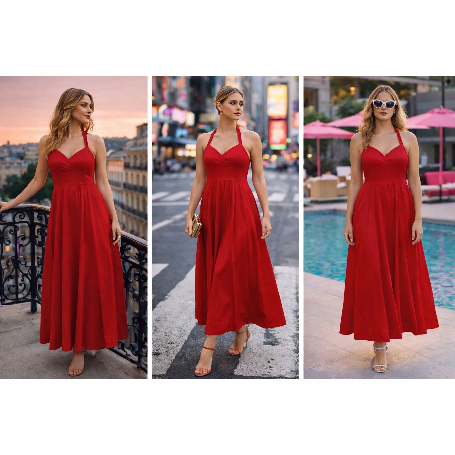 Jason Wu Jason Wu Red Halter Poplin Keyhole Back Maxi Dress Women's M Size M / US 6-8 / IT 42-44 - 8 Thumbnail