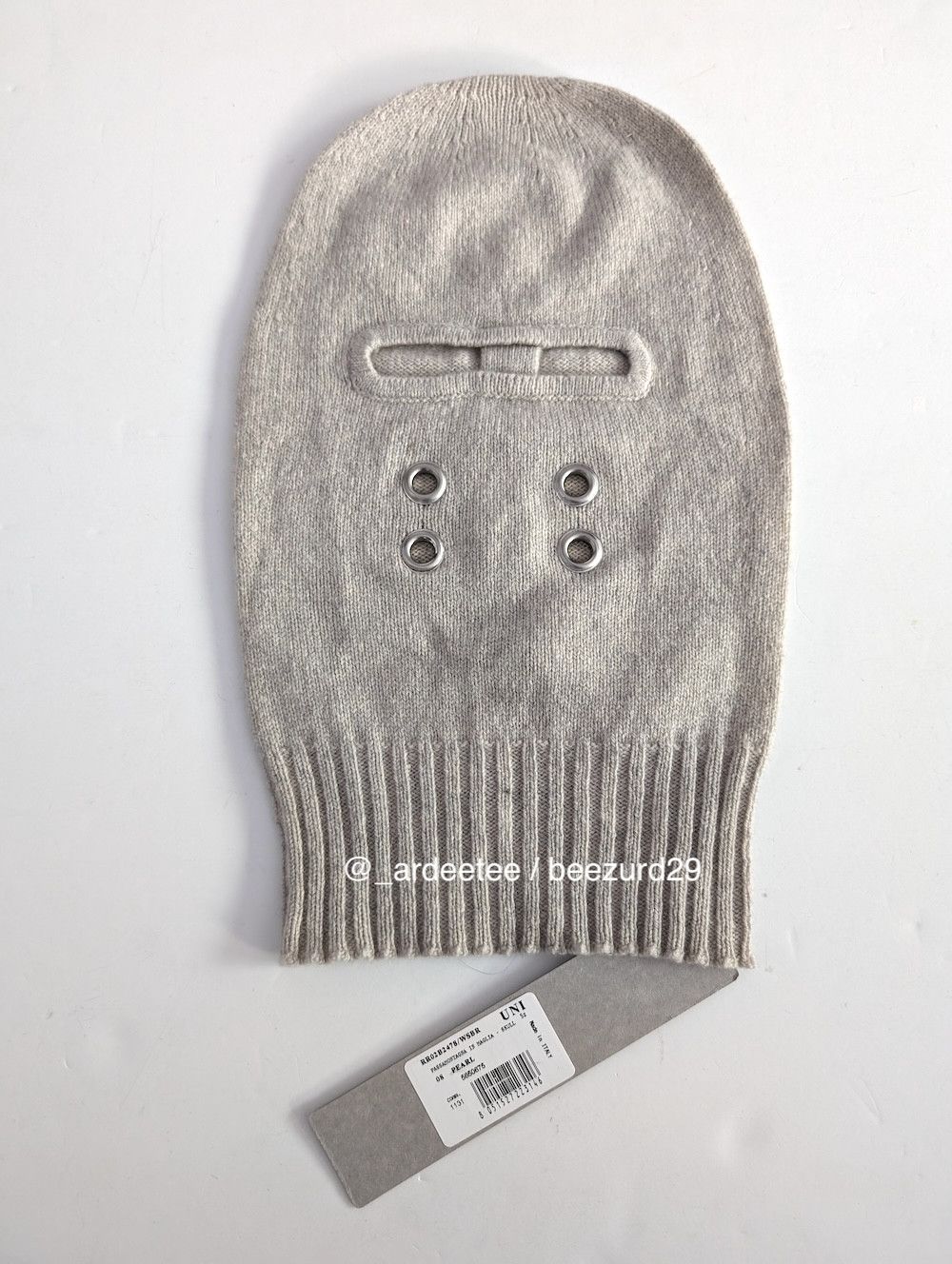 Rick Owens *NEW* CASHMERE GIMP BALACLAVA MASK PEARL FW22 STROBE