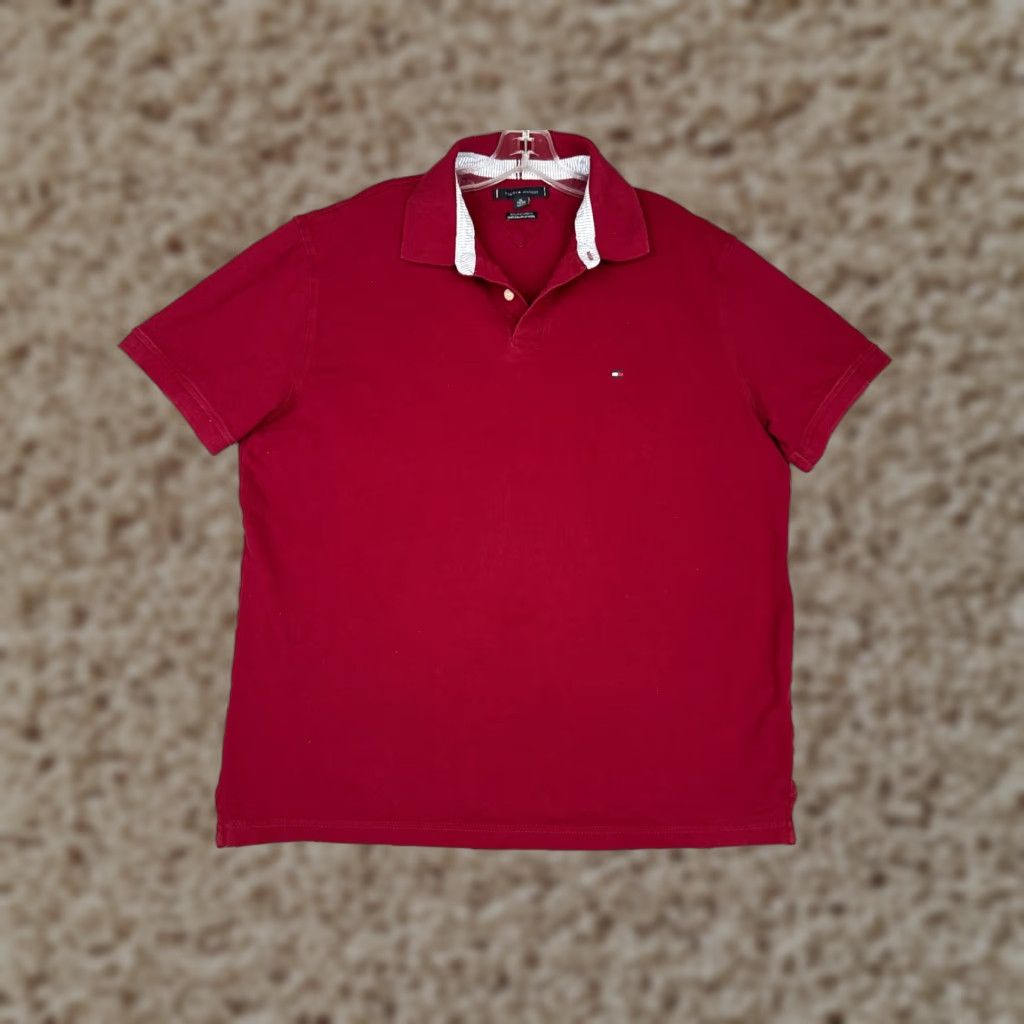Tommy Hilfiger Tommy Hilfiger Shirt Men Extra Large Red Cotton Stretch Polo Golfer Mens Size US XL / EU 56 / 4 - 1 Thumbnail