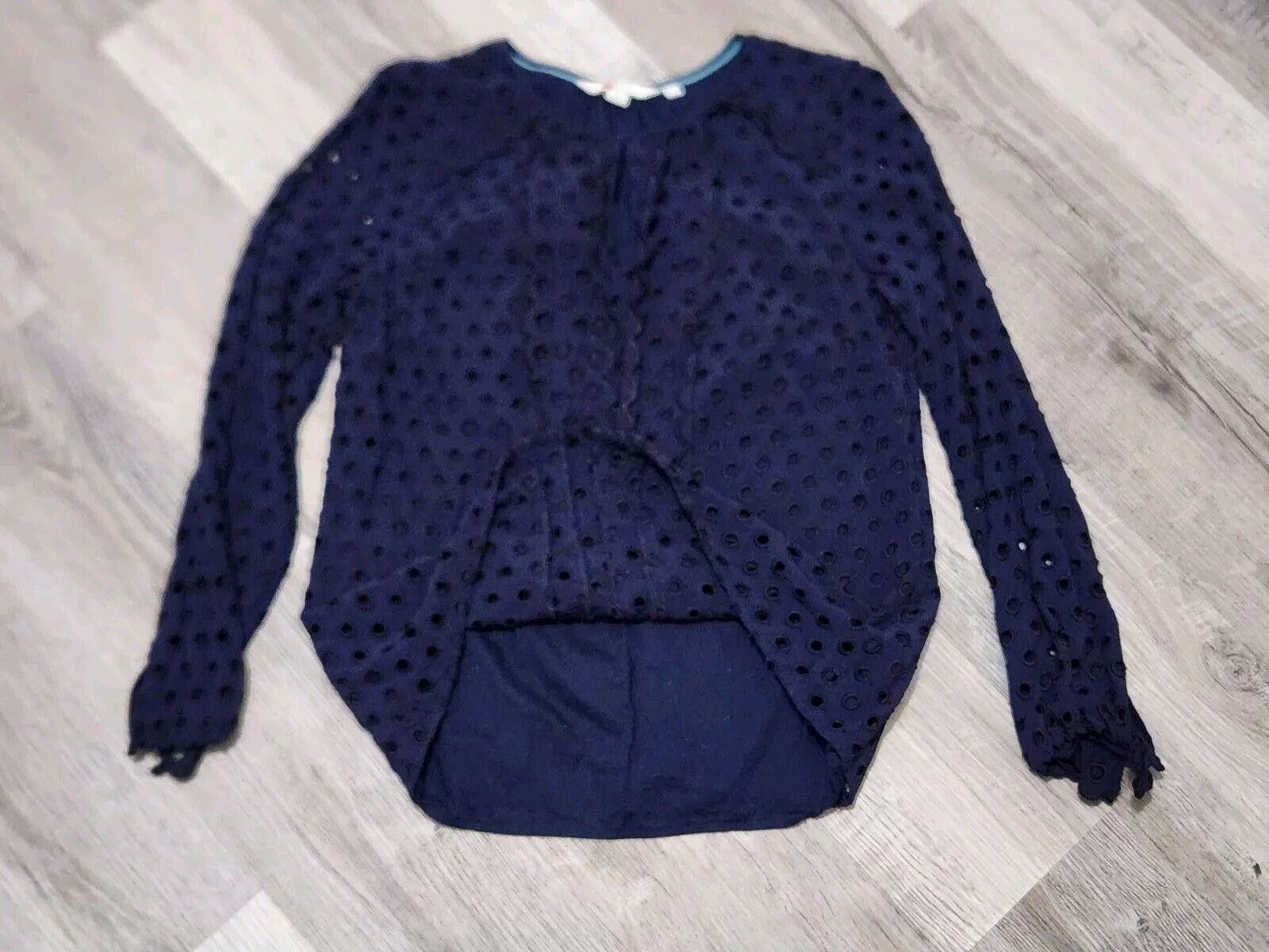 Boden Boden Top Size 4 Blue Long Sleeve Eyelet Blouse Classy Size S / US 4 / IT 40 - 7 Thumbnail