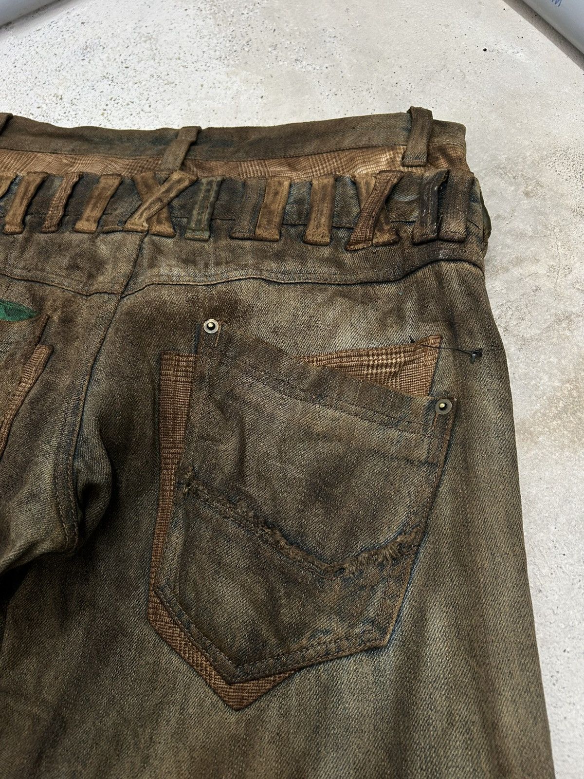 GOSTAR DE FUGA Vintage Normanbros Japan Double Waist Mud Washed Dirty Size US 31 - 21 Thumbnail