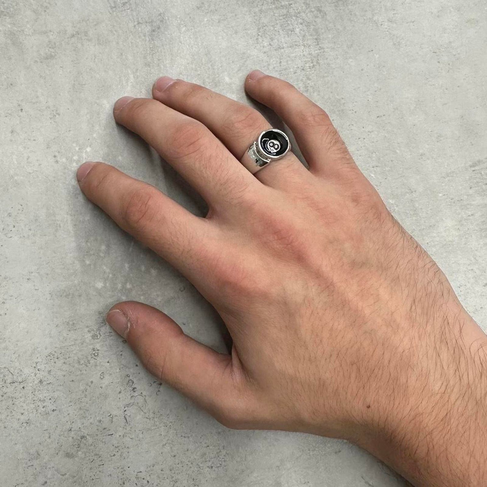 Vintage Y2k Silver 8ball Stainless Steel Ring 7mm 90s Vintage Size 7 Size ONE SIZE - 2 Thumbnail