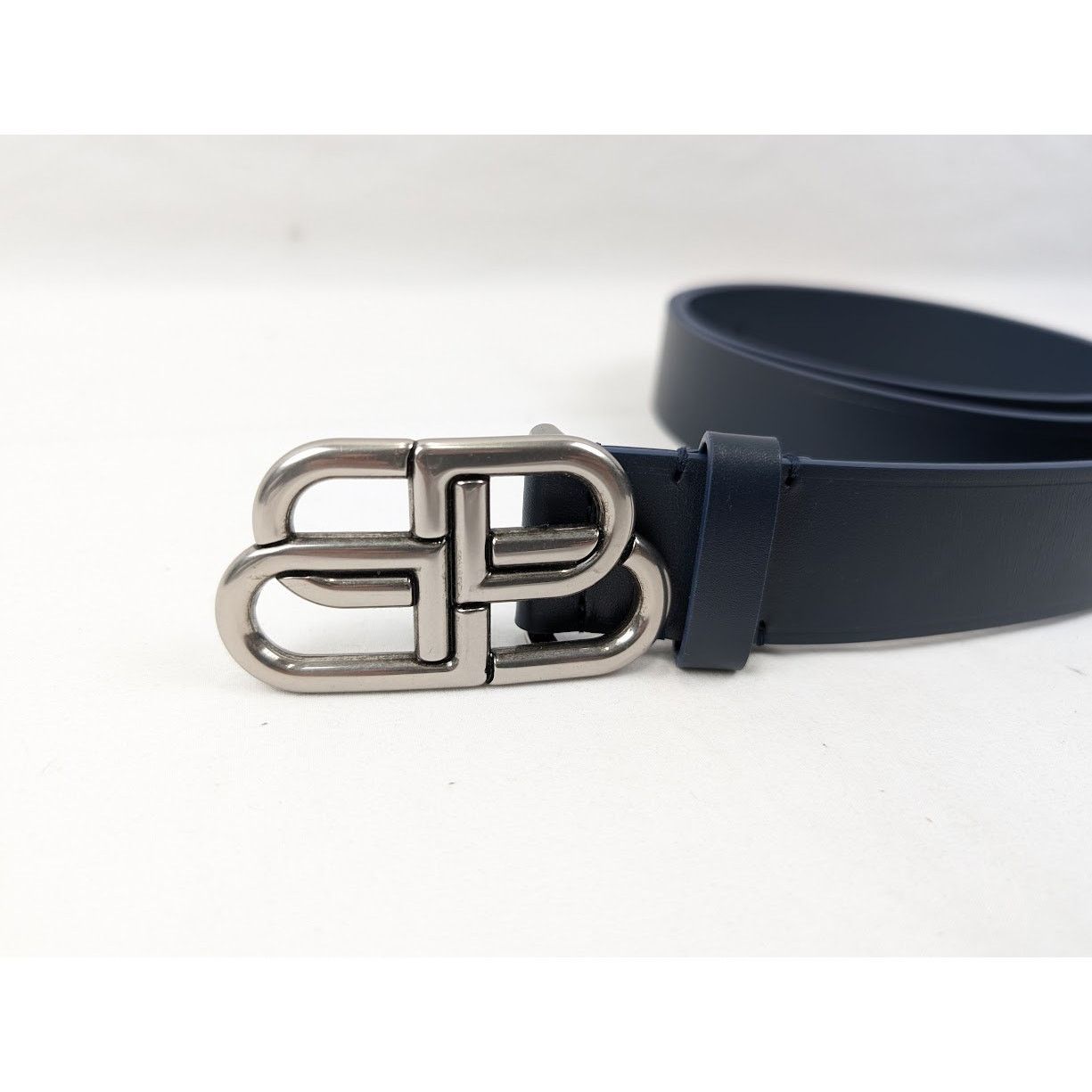 Balenciaga o1rshd1 Size:100 / Natural Calf Large BB Belt in Navy Blue Size 40 - 5 Thumbnail