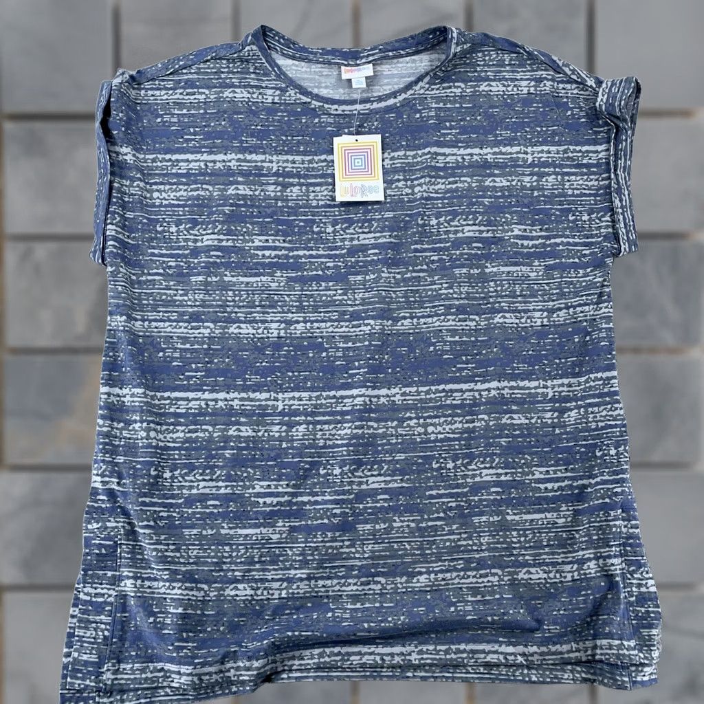 Vintage LuLaRoe Leah Shirt Womens XL Blue Gray Abstract Drop Shoulder Cuff Tunic Top Size XL / US 12-14 / IT 48-50 - 1 Thumbnail