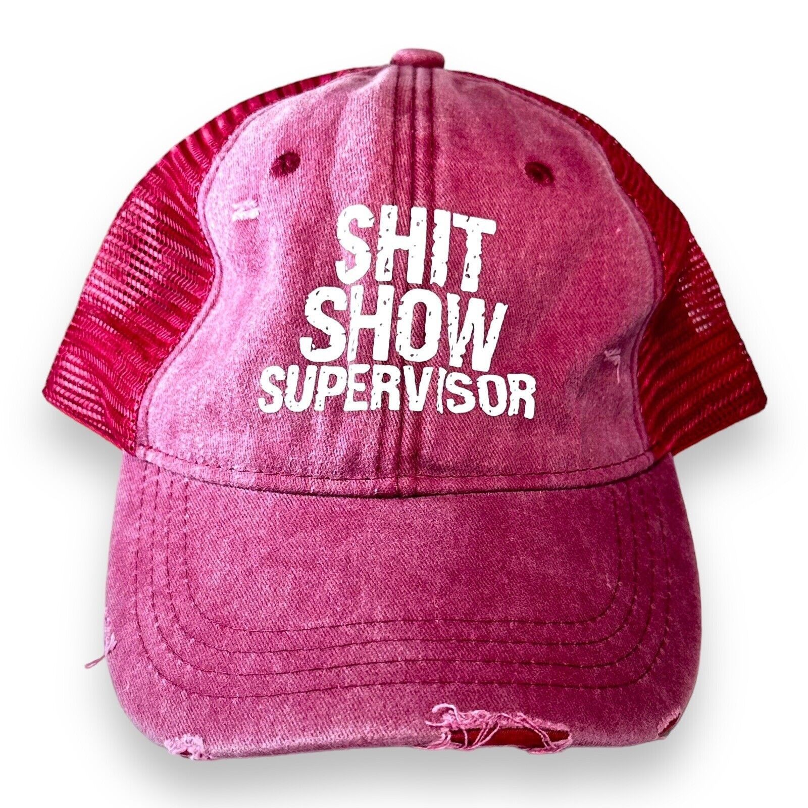 Other Unisex Baseball Cap Sh*t Show Supervisor Red Distressed Truc Size ONE SIZE - 1 Thumbnail