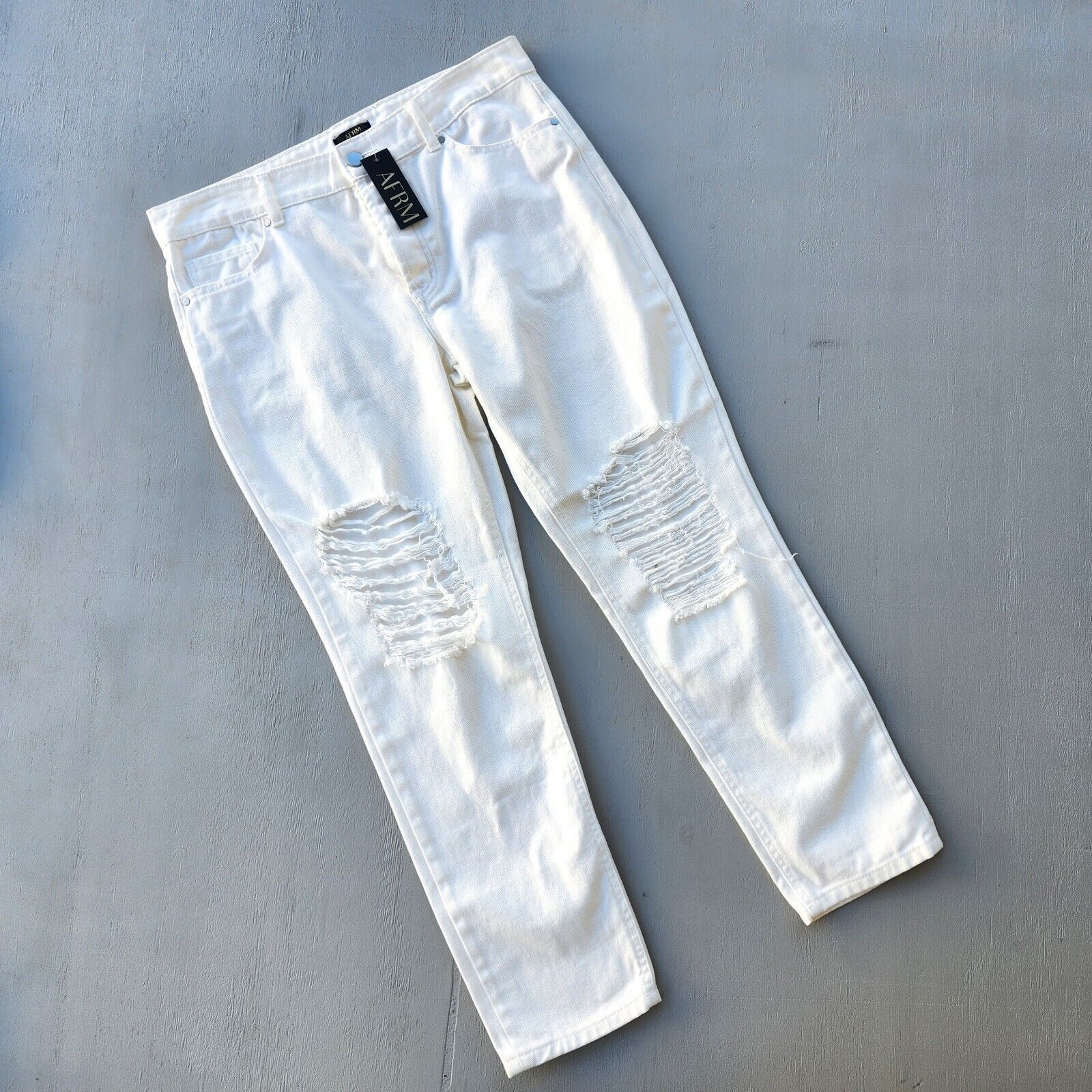 The Unbranded Brand AFRM Women's White High Rise Ankle Crop Skinny Jeans Size 28 Size 28" / US 6 / IT 42 - 2 Thumbnail
