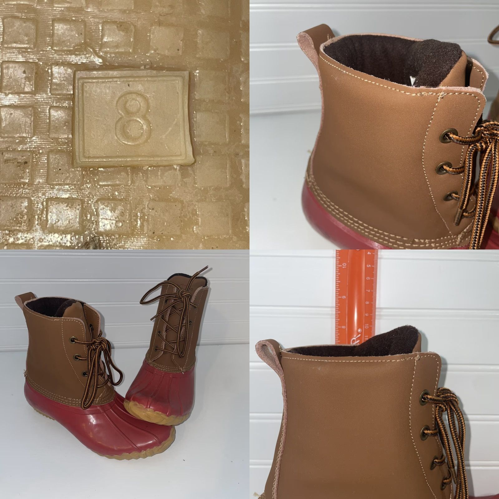 Vintage Western Chief Women’s Four Eye Duck Boots Red Brown Lace Up Sz 8 Waterproof All Season Mid-Calf - 2016 Pre Owned Boots Mens? Size US 8 / IT 38 - 8 Thumbnail