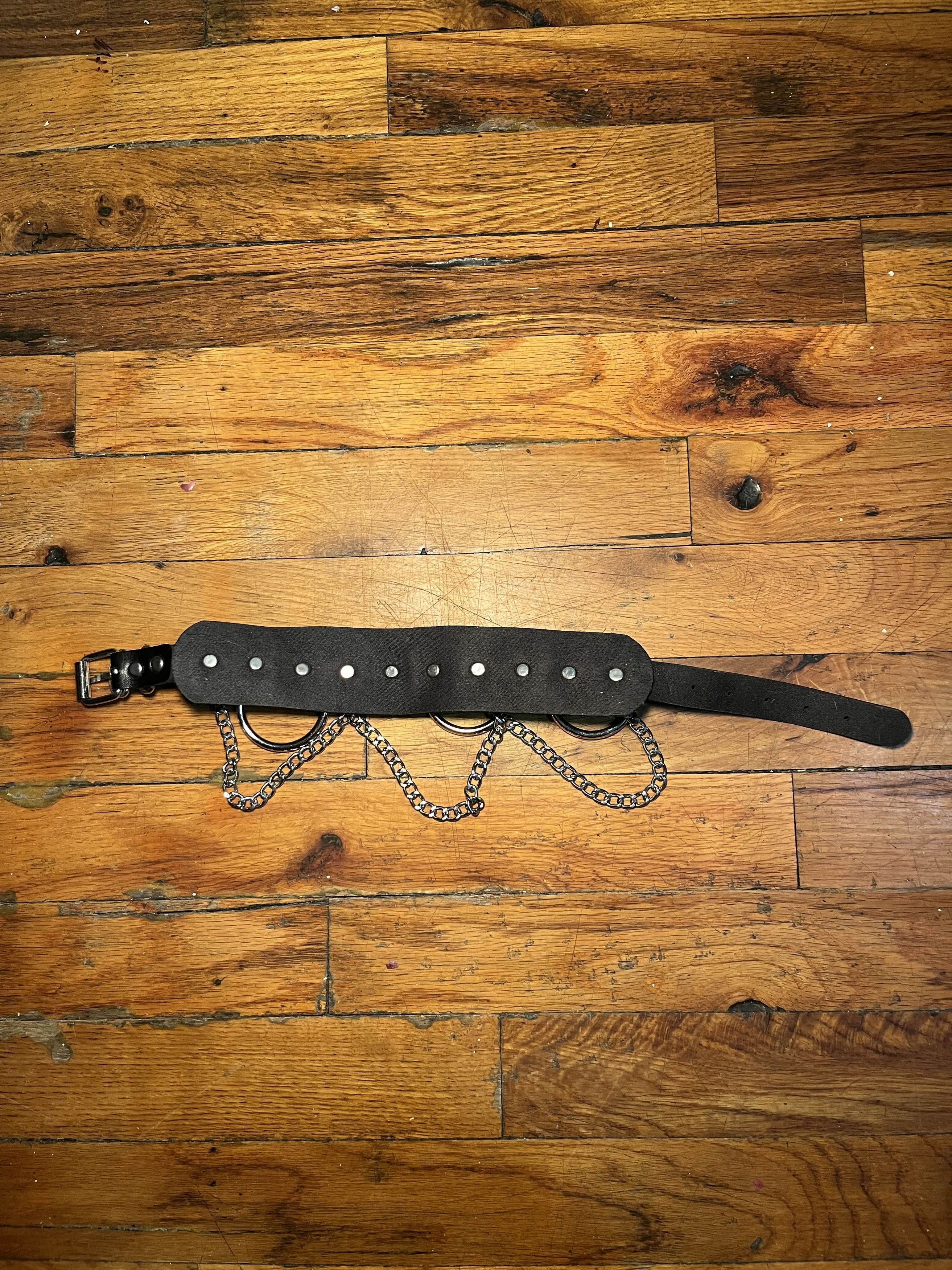 Other Black Gothic leather Choker with Silver Chains Size ONE SIZE - 3 Thumbnail