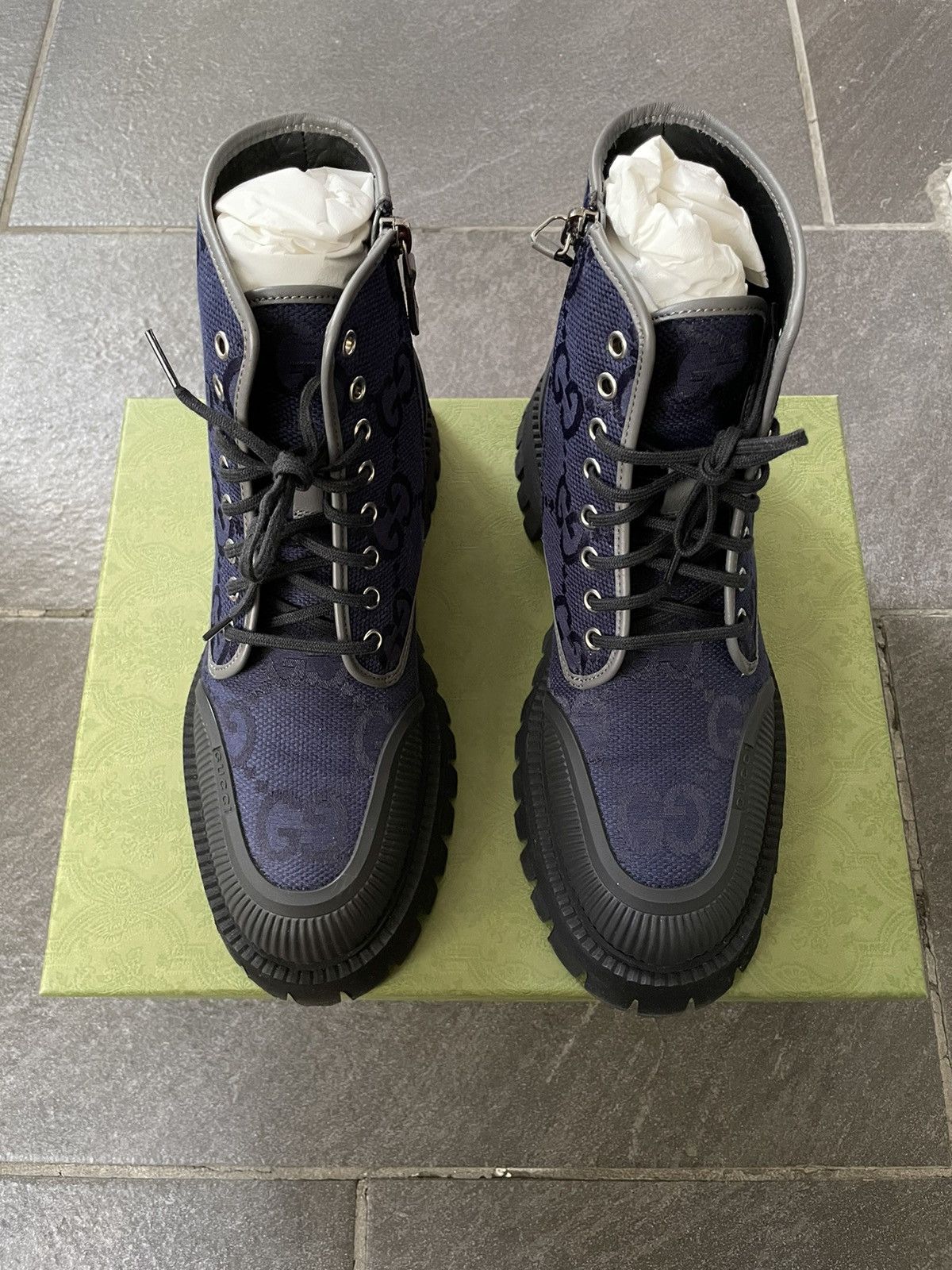 Gucci Gucci Novo Lug-Sole Ankle Boots Lace-Up GG US 7.5