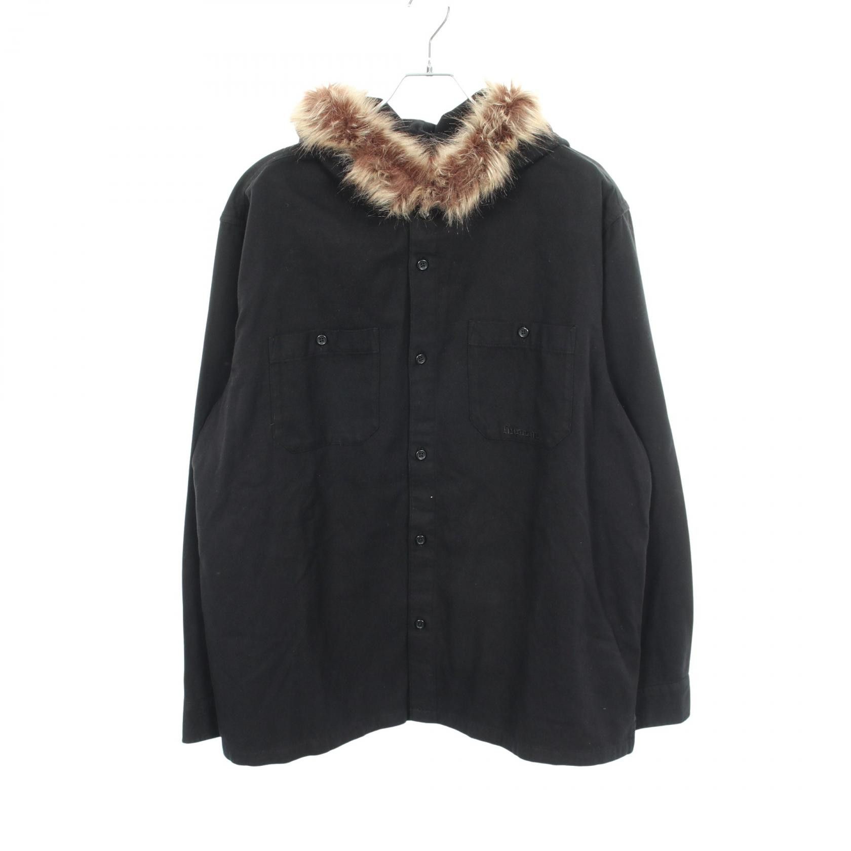 Supreme Supreme Supreme Fur Trim Flannel Hooded Shirt Cotton Apparel Textile Tops DUTY FREE for USA Size ONE SIZE - 1 Thumbnail