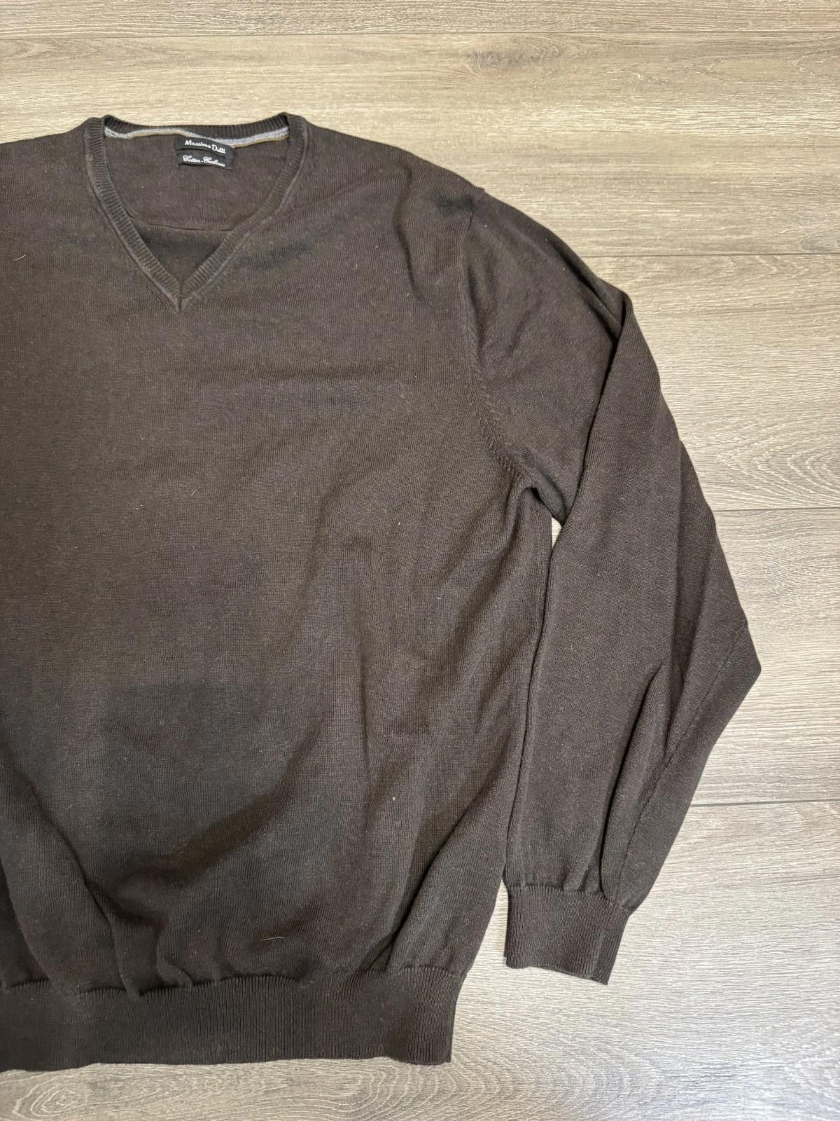 Massimo Dutti Massimo Dutti - Cotton Cashmere Blend Knit Brown V-Neck Size US XXL / EU 58 / 5 - 2 Thumbnail