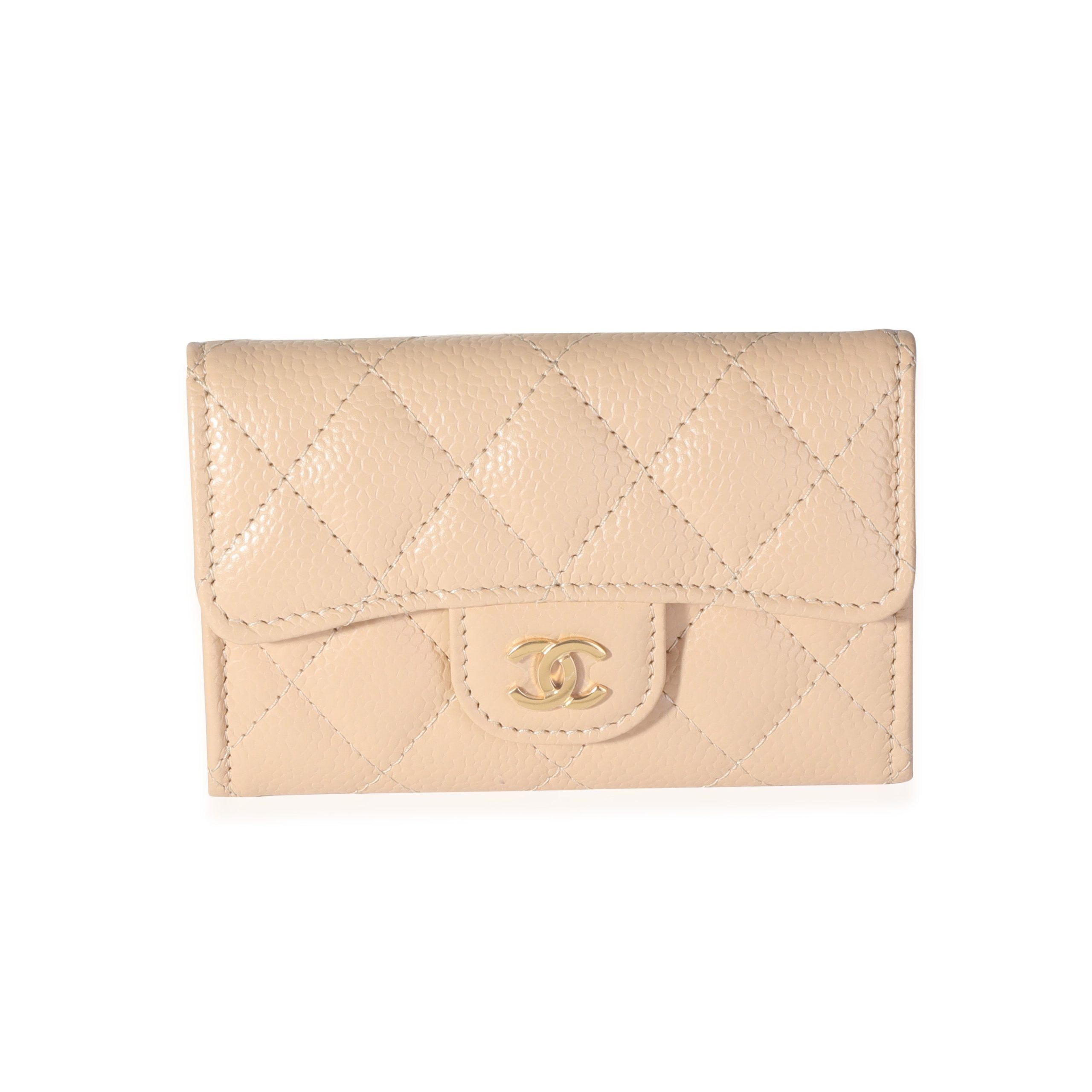 Chanel Chanel Beige Quilted Caviar Flap Card Holder Wallet Size ONE SIZE - 1 Thumbnail