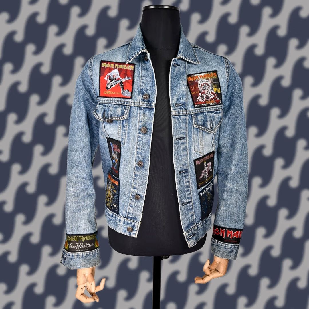 Vintage VINTAGE Iron Maiden JACKET Denim Jacket Men M Blue 2004 Patches Very Good Band Shirt Mens Size US 31 - 1 Thumbnail