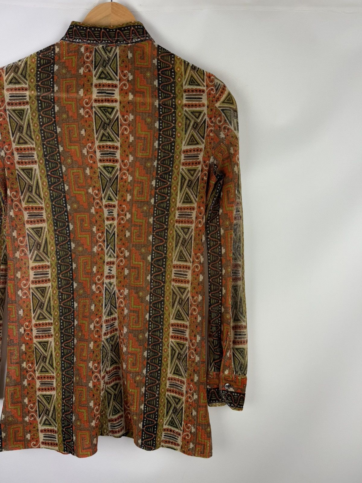 Celine Celine Vintage 70s Geometric Pattern L/S Button Up Shirt Size M / US 6-8 / IT 42-44 - 14 Thumbnail